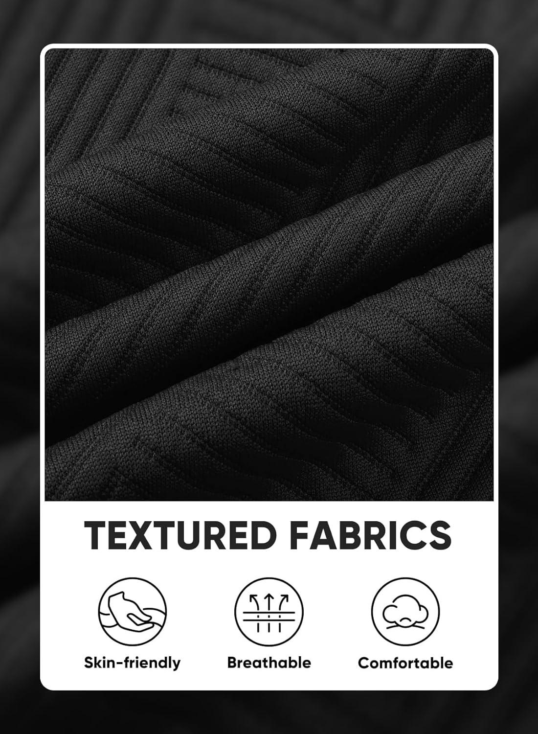 imageJMIERR Mens Casual 7quot Shorts Summer Drawstring Elastic Waist Beach Sweat Shorts Texture with PocketsBlack