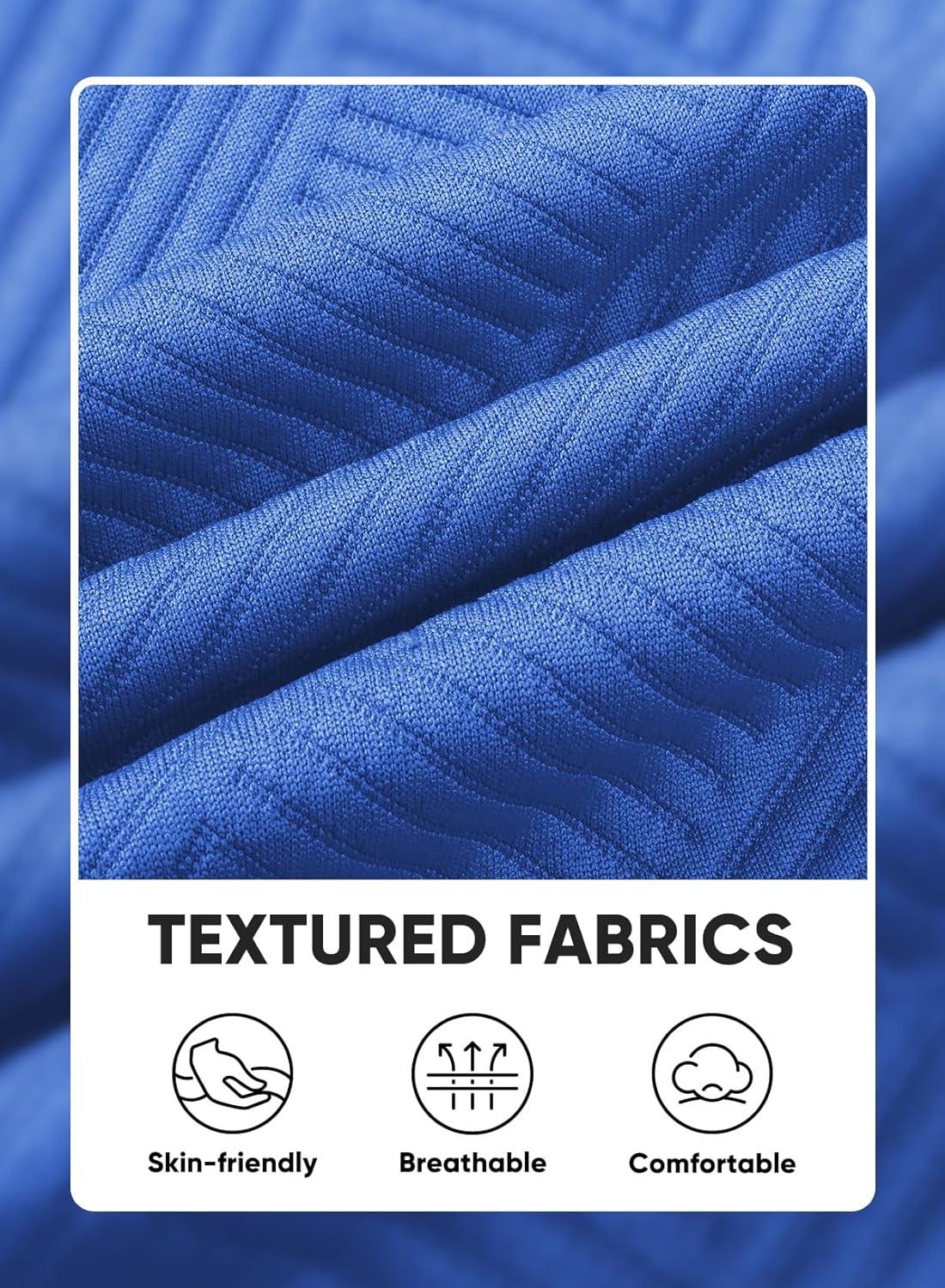 imageJMIERR Mens Casual 7quot Shorts Summer Drawstring Elastic Waist Beach Sweat Shorts Texture with PocketsBlue