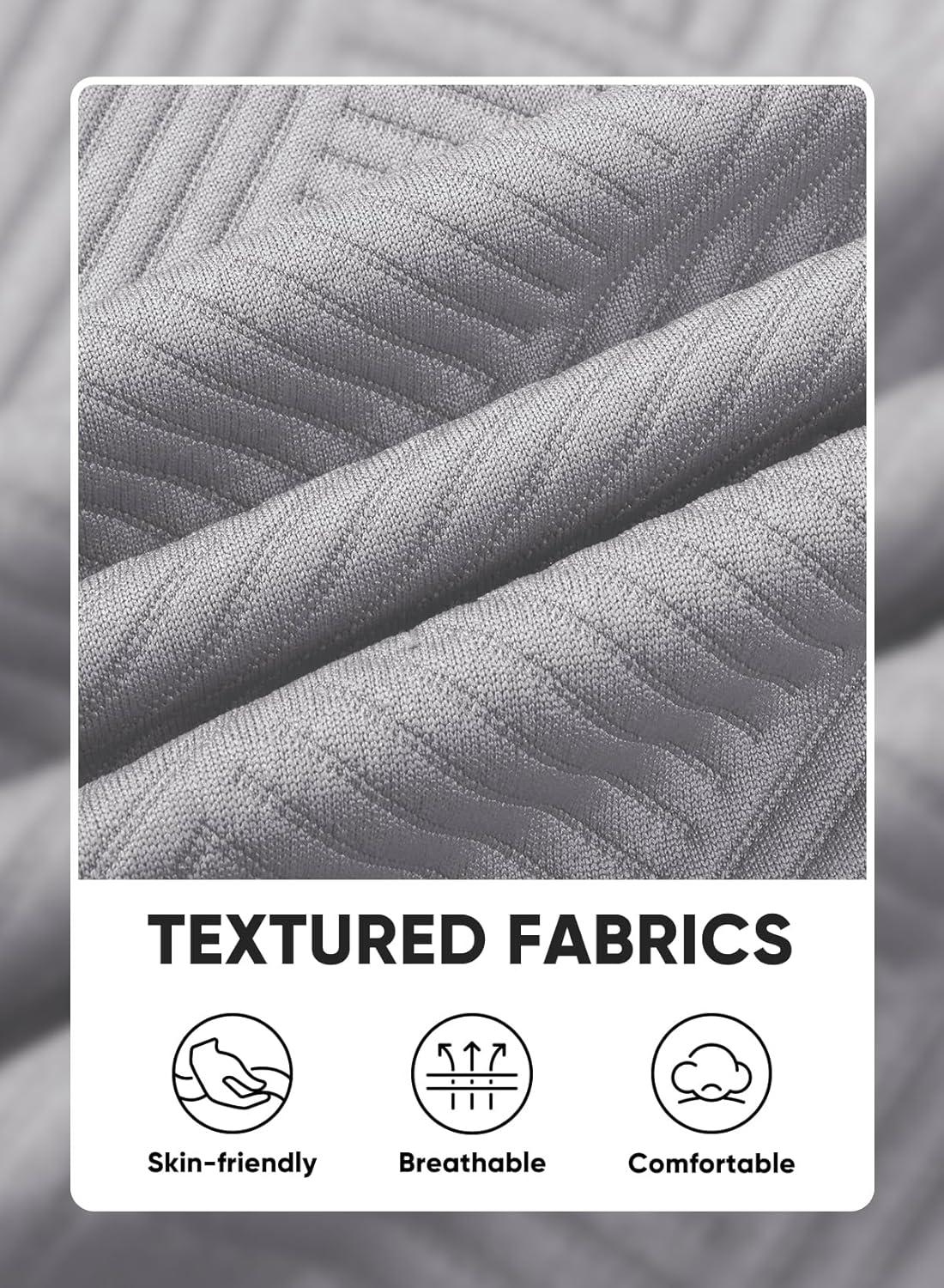 imageJMIERR Mens Casual 7quot Shorts Summer Drawstring Elastic Waist Beach Sweat Shorts Texture with PocketsGrey