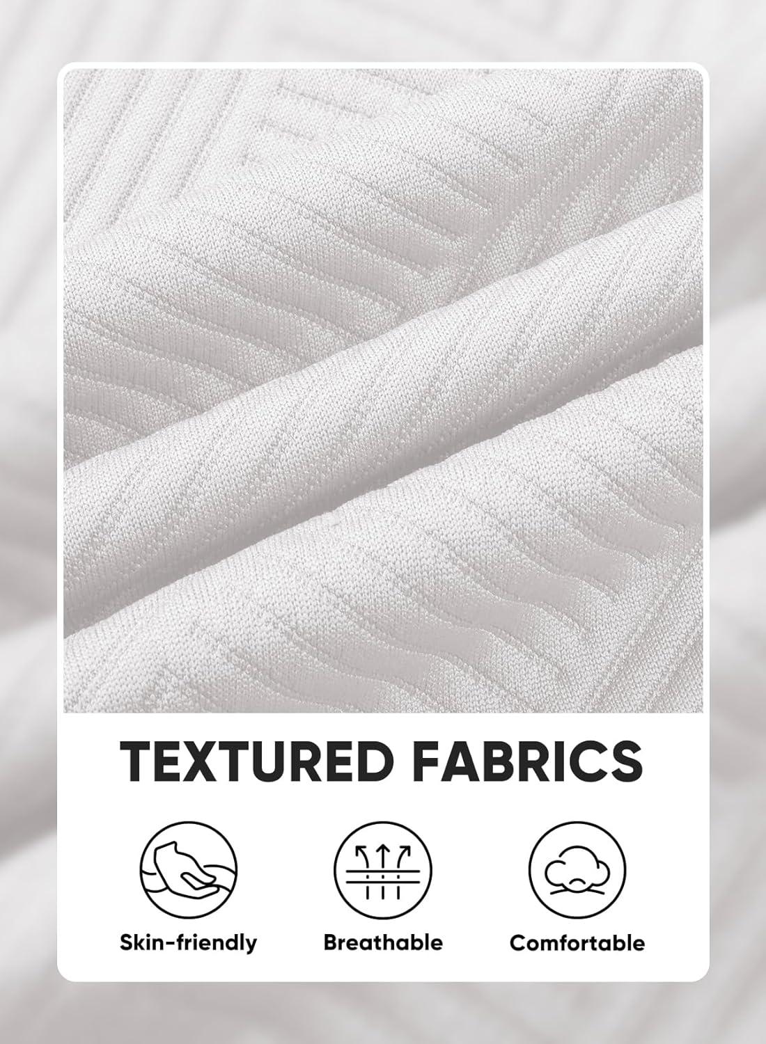 imageJMIERR Mens Casual 7quot Shorts Summer Drawstring Elastic Waist Beach Sweat Shorts Texture with PocketsWhite