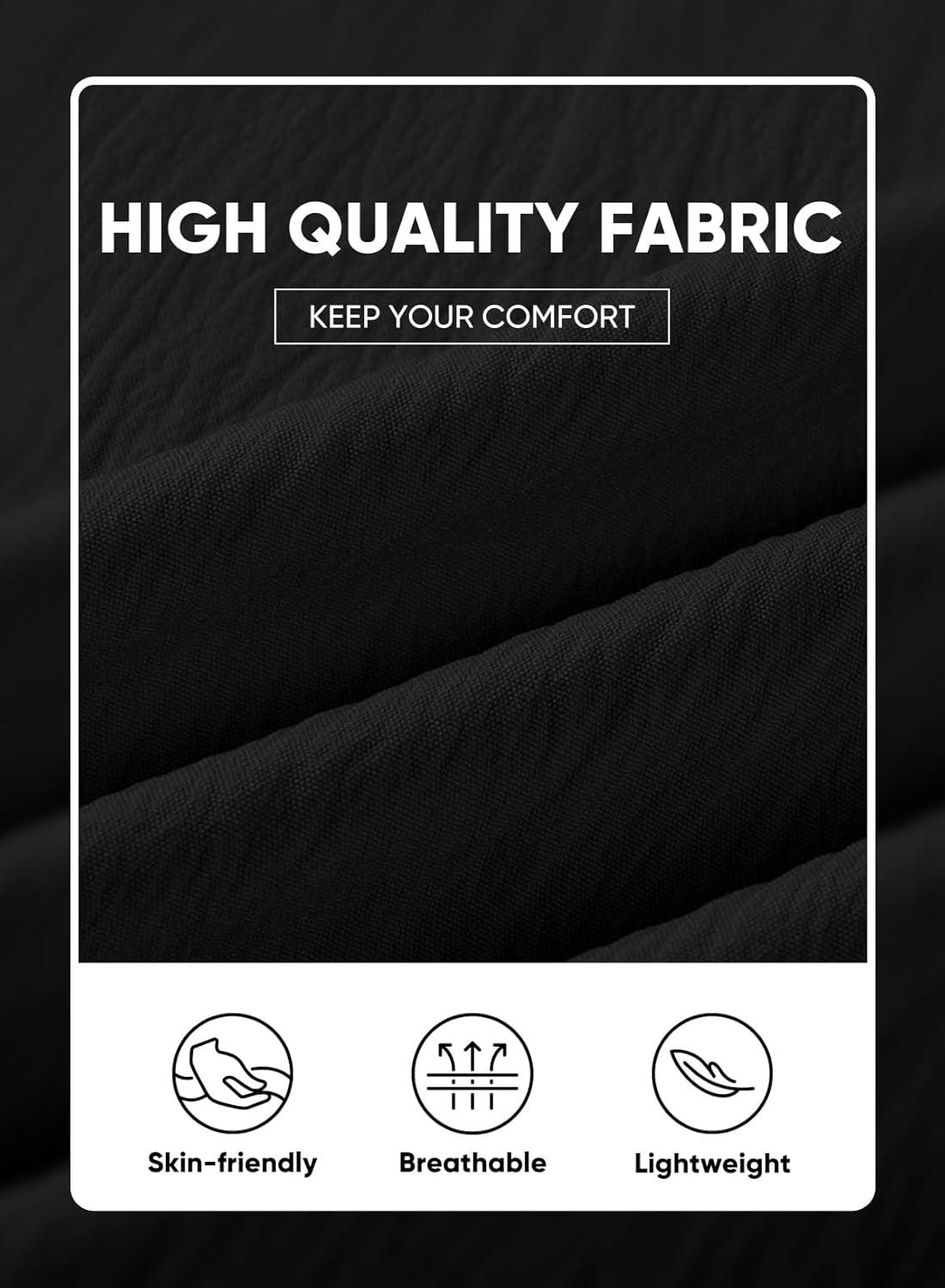 imageJMIERR Mens Casual Button Down Shirts Short Sleeve Textured Summer Beach Shirt Cuban Vacation Shirts with PocketBlack