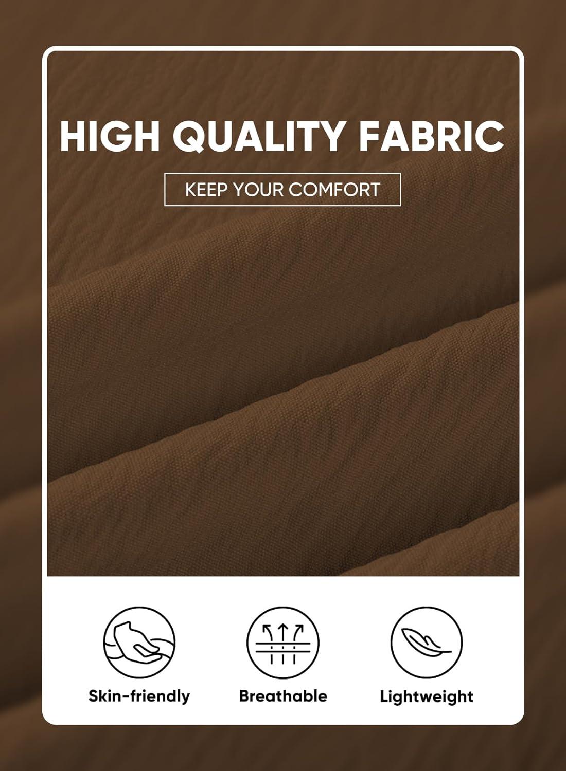 imageJMIERR Mens Casual Button Down Shirts Short Sleeve Textured Summer Beach Shirt Cuban Vacation Shirts with PocketCoffee