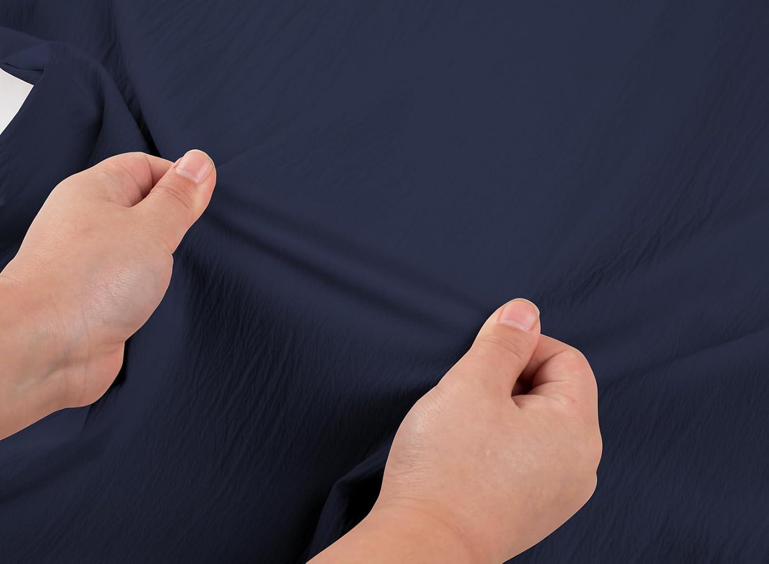 imageJMIERR Mens Casual Button Down Shirts Short Sleeve Textured Summer Beach Shirt Cuban Vacation Shirts with PocketNavy Blue