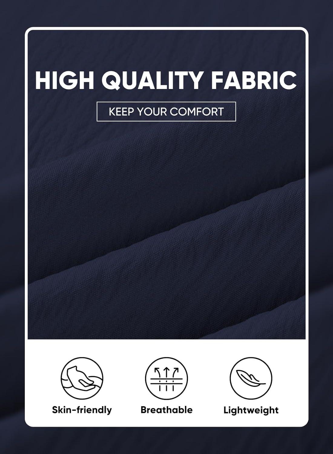 imageJMIERR Mens Casual Button Down Shirts Short Sleeve Textured Summer Beach Shirt Cuban Vacation Shirts with PocketNavy Blue