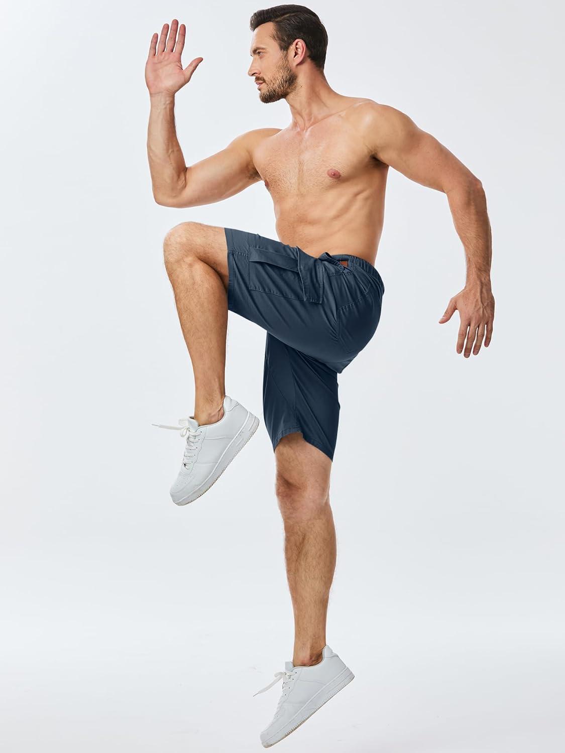 imageJMIERR Mens Casual Cargo Shorts Cotton Drawstring Stretch Summer Beach Shorts Twill Chino Short with 6 PocketsA Blue2