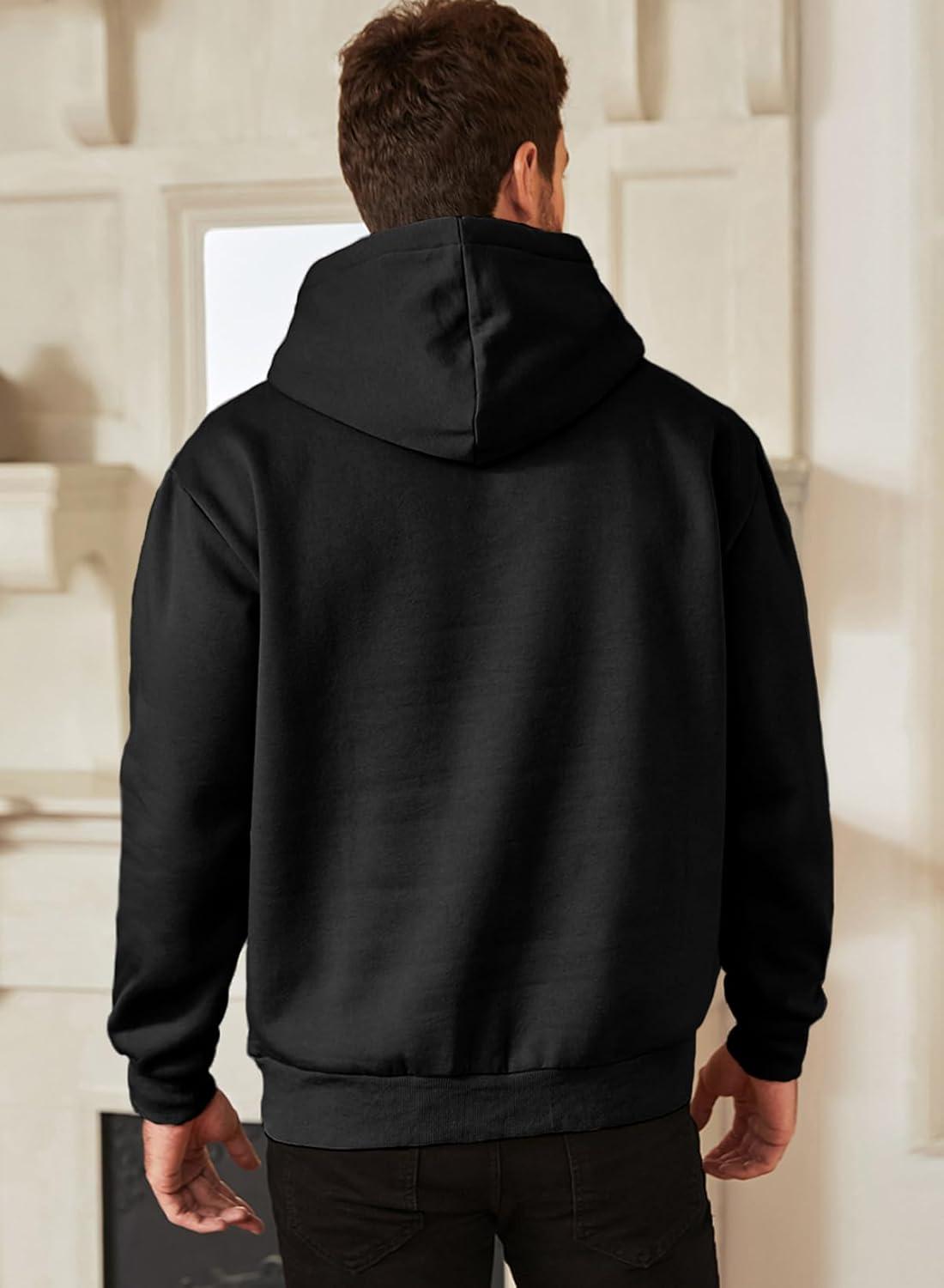 imageJMIERR Mens Casual Cotton Hooded Collar Drawstring Hoodies Pullover Sweatshirts Casual Long Sleeve ShirtsBlack