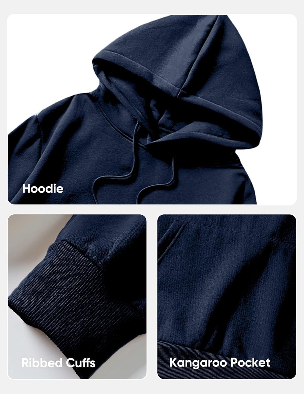 imageJMIERR Mens Casual Cotton Hooded Collar Drawstring Hoodies Pullover Sweatshirts Casual Long Sleeve ShirtsBlue