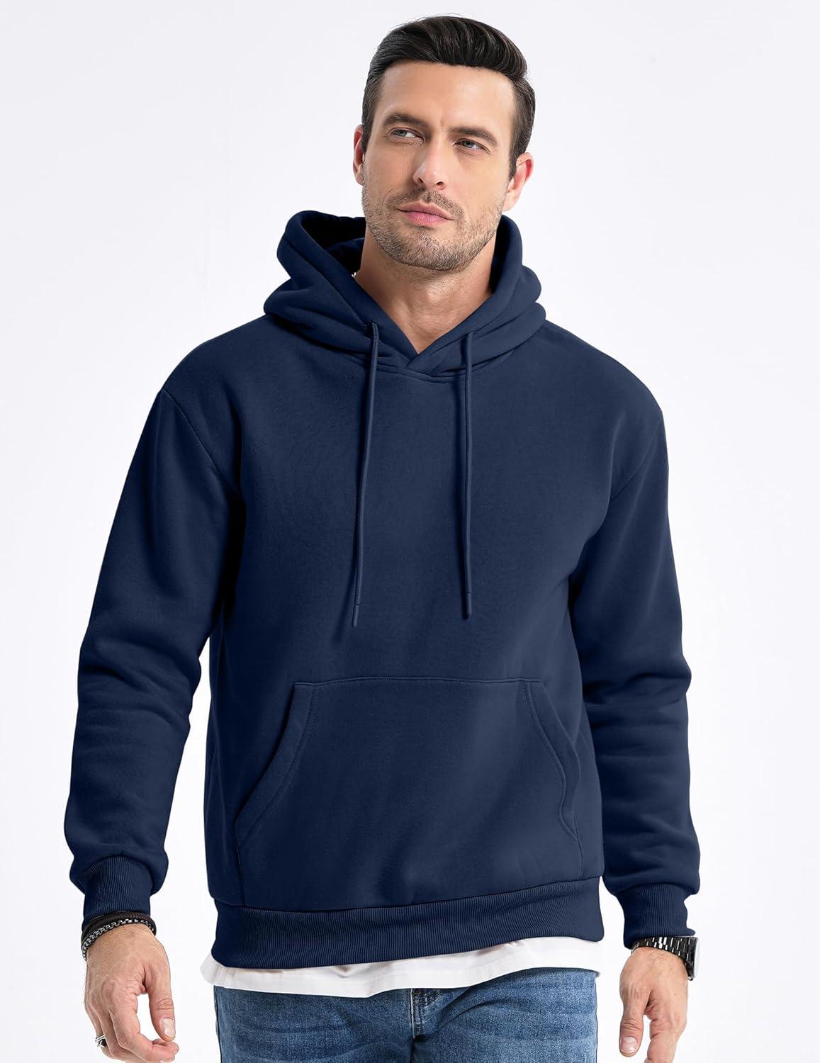 imageJMIERR Mens Casual Cotton Hooded Collar Drawstring Hoodies Pullover Sweatshirts Casual Long Sleeve ShirtsBlue