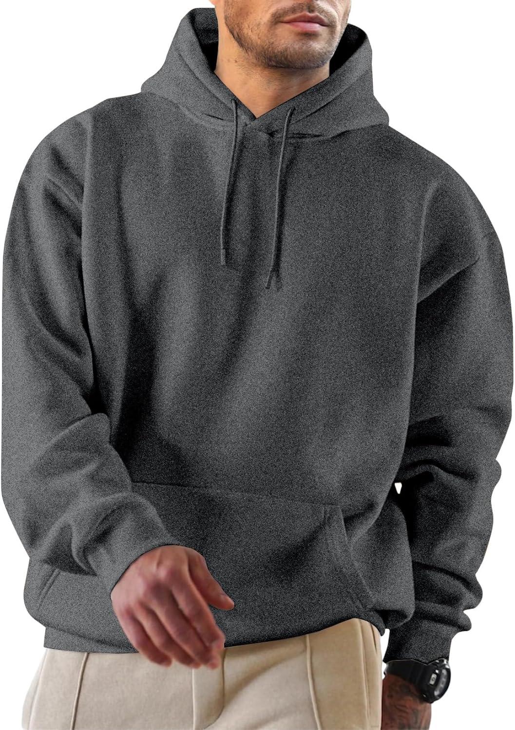 imageJMIERR Mens Casual Cotton Hooded Collar Drawstring Hoodies Pullover Sweatshirts Casual Long Sleeve ShirtsCarbon Grey