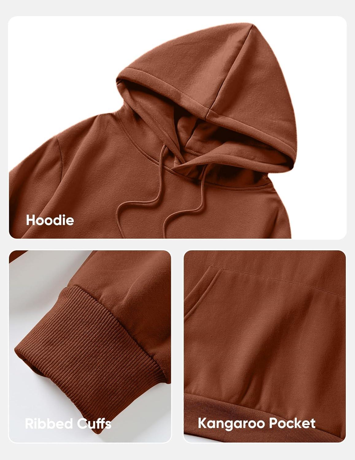 imageJMIERR Mens Casual Cotton Hooded Collar Drawstring Hoodies Pullover Sweatshirts Casual Long Sleeve ShirtsChestnut