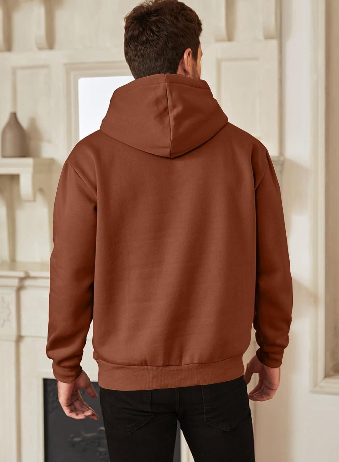 imageJMIERR Mens Casual Cotton Hooded Collar Drawstring Hoodies Pullover Sweatshirts Casual Long Sleeve ShirtsChestnut
