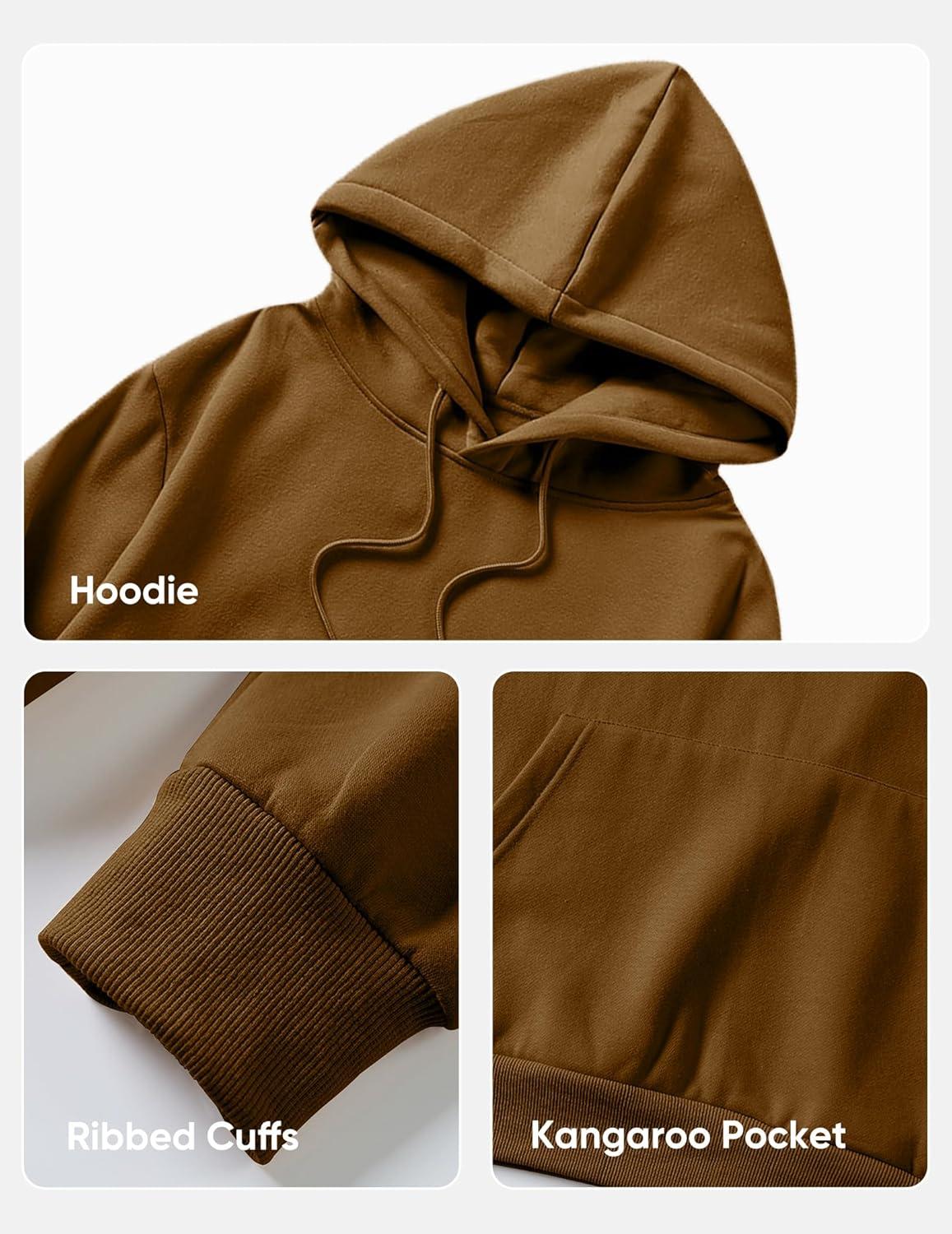 imageJMIERR Mens Casual Cotton Hooded Collar Drawstring Hoodies Pullover Sweatshirts Casual Long Sleeve ShirtsCoffee