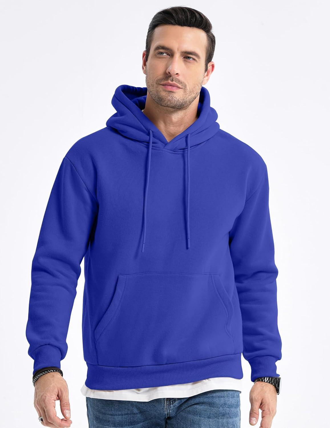 imageJMIERR Mens Casual Cotton Hooded Collar Drawstring Hoodies Pullover Sweatshirts Casual Long Sleeve ShirtsDark Blue