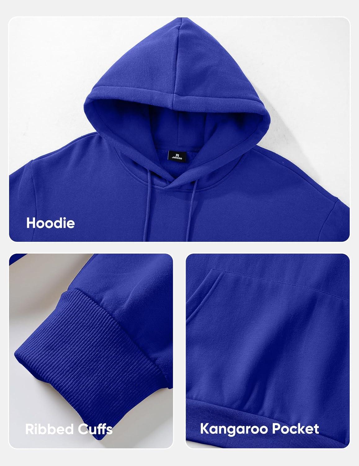 imageJMIERR Mens Casual Cotton Hooded Collar Drawstring Hoodies Pullover Sweatshirts Casual Long Sleeve ShirtsDark Blue