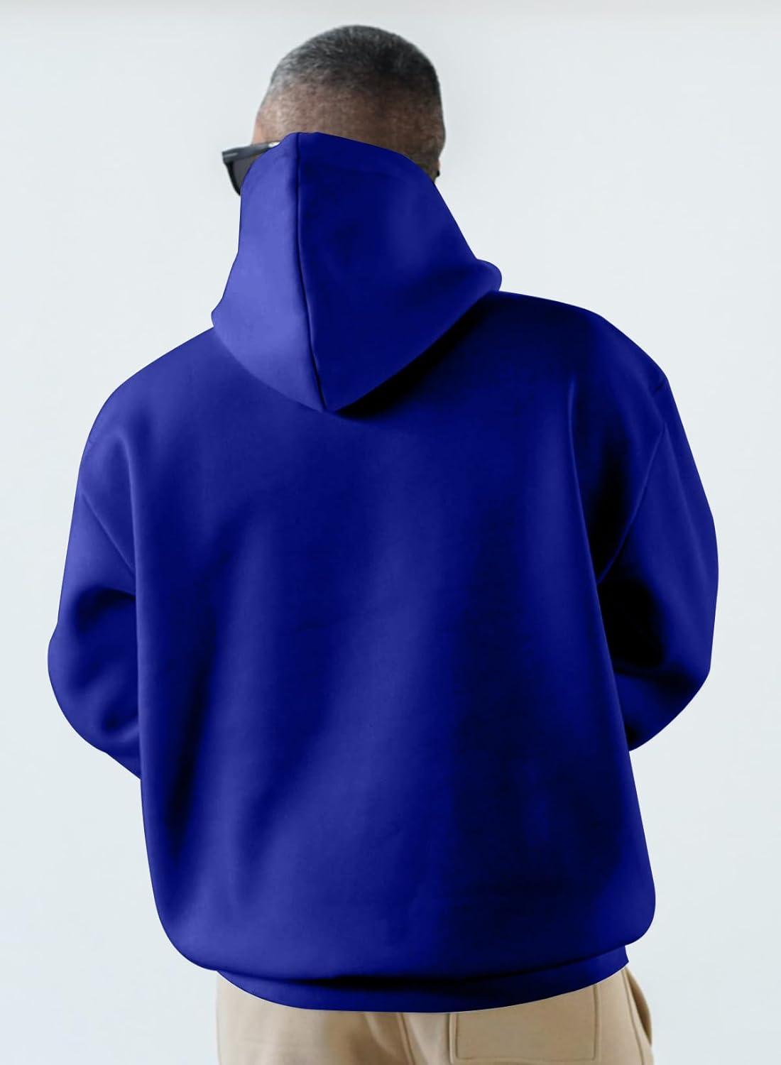 imageJMIERR Mens Casual Cotton Hooded Collar Drawstring Hoodies Pullover Sweatshirts Casual Long Sleeve ShirtsDark Blue