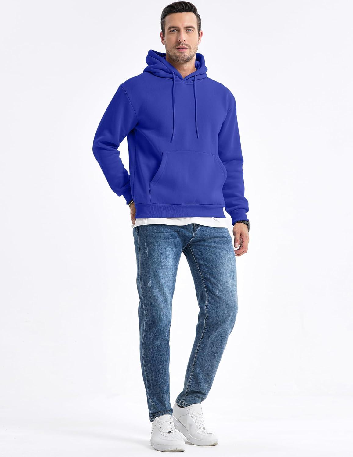 imageJMIERR Mens Casual Cotton Hooded Collar Drawstring Hoodies Pullover Sweatshirts Casual Long Sleeve ShirtsDark Blue