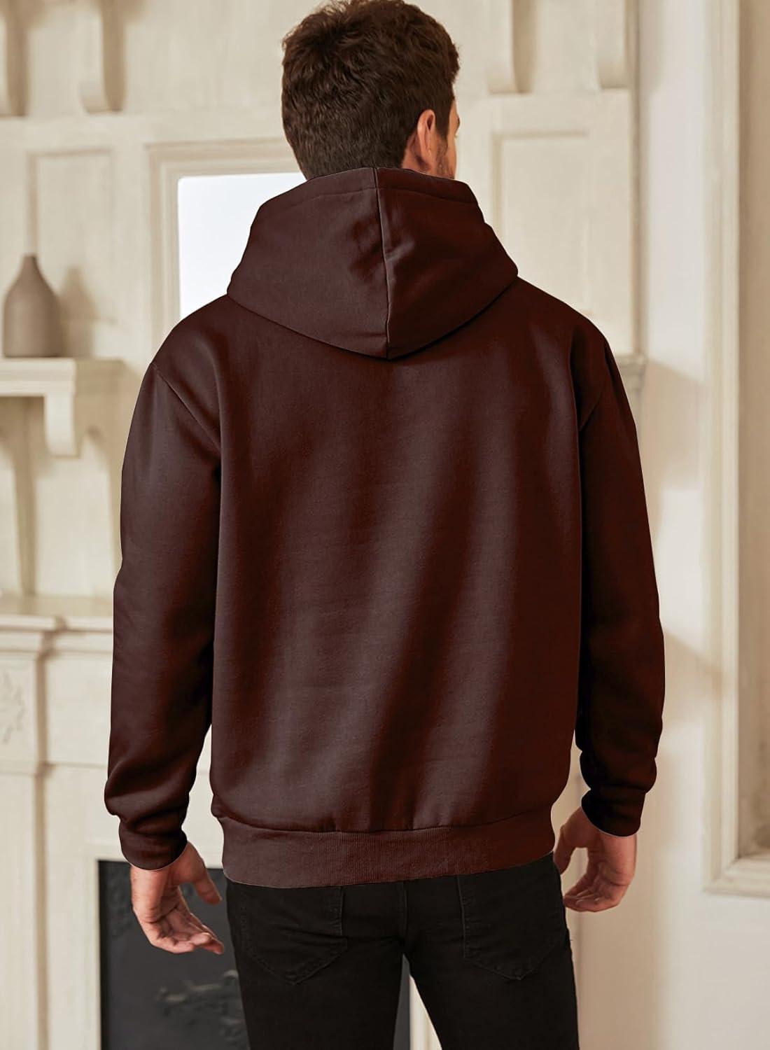 imageJMIERR Mens Casual Cotton Hooded Collar Drawstring Hoodies Pullover Sweatshirts Casual Long Sleeve ShirtsDark Brown