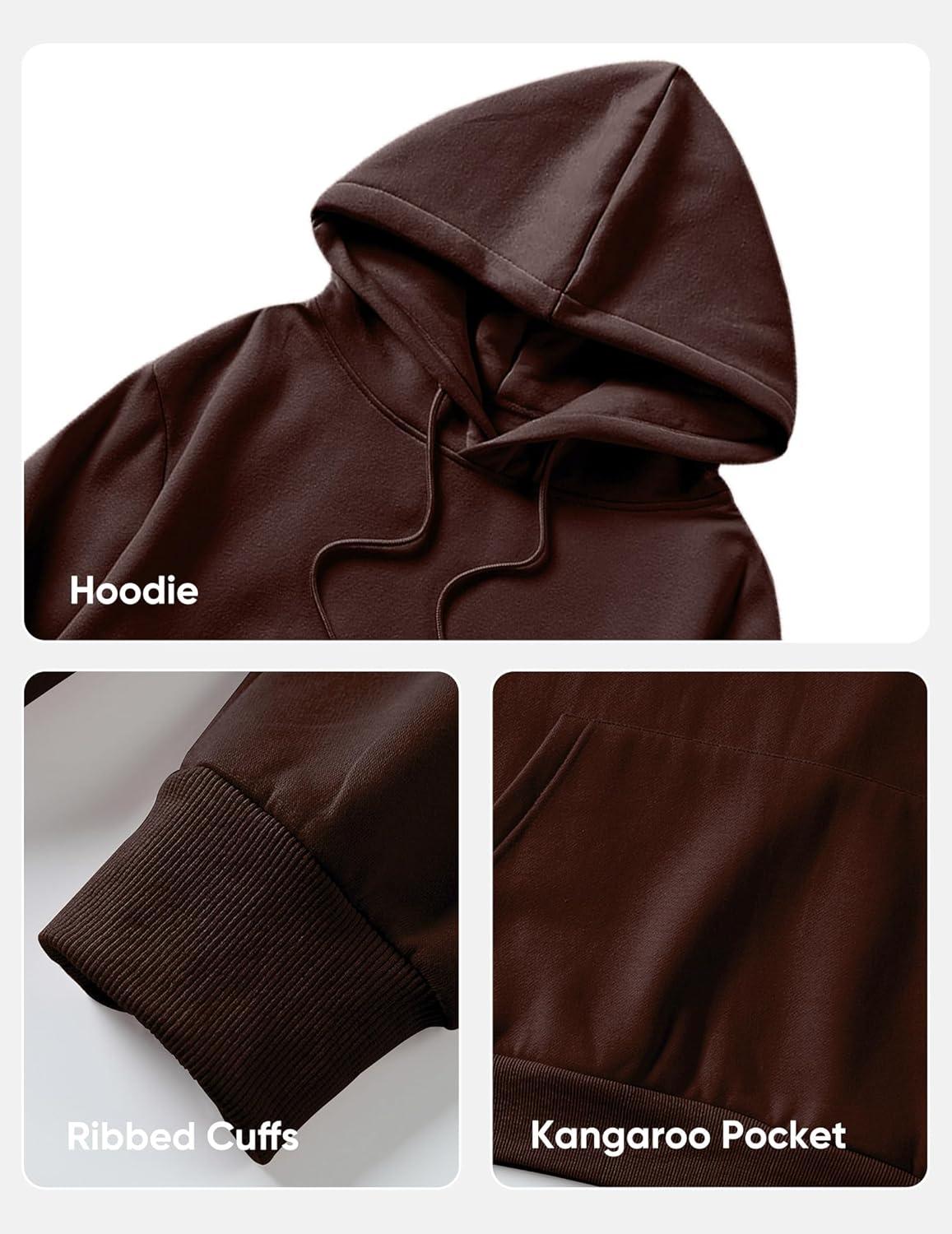imageJMIERR Mens Casual Cotton Hooded Collar Drawstring Hoodies Pullover Sweatshirts Casual Long Sleeve ShirtsDark Brown