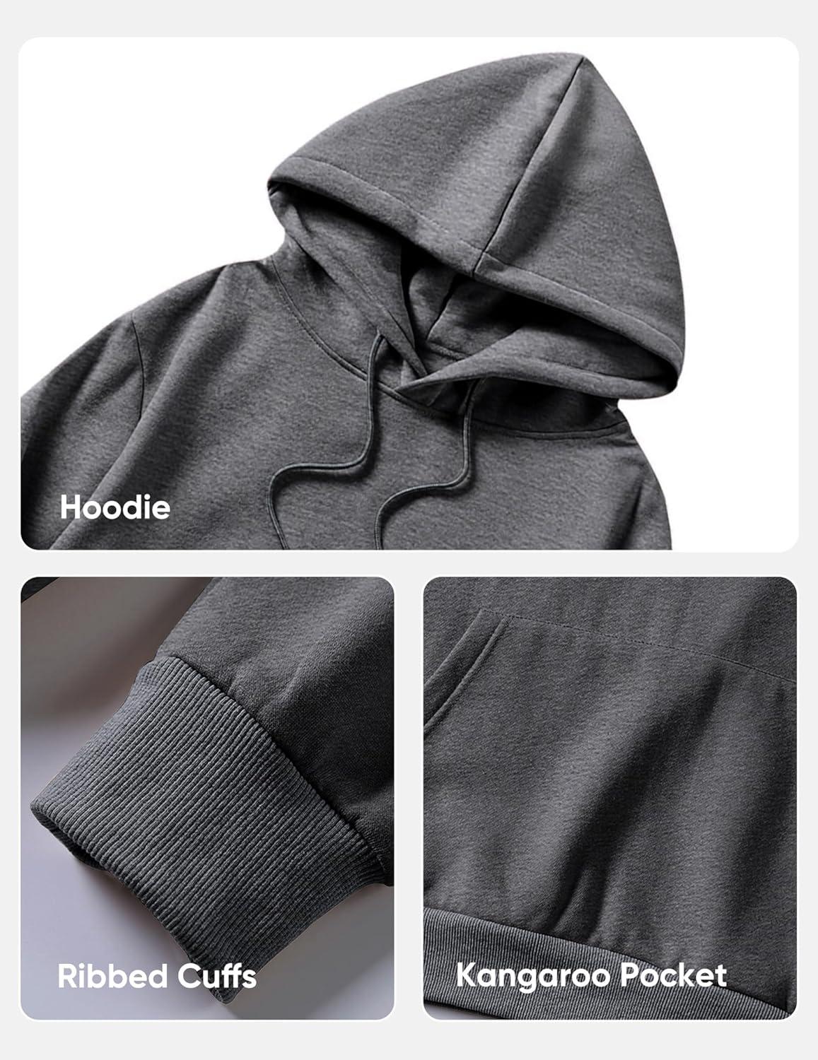imageJMIERR Mens Casual Cotton Hooded Collar Drawstring Hoodies Pullover Sweatshirts Casual Long Sleeve ShirtsGrey