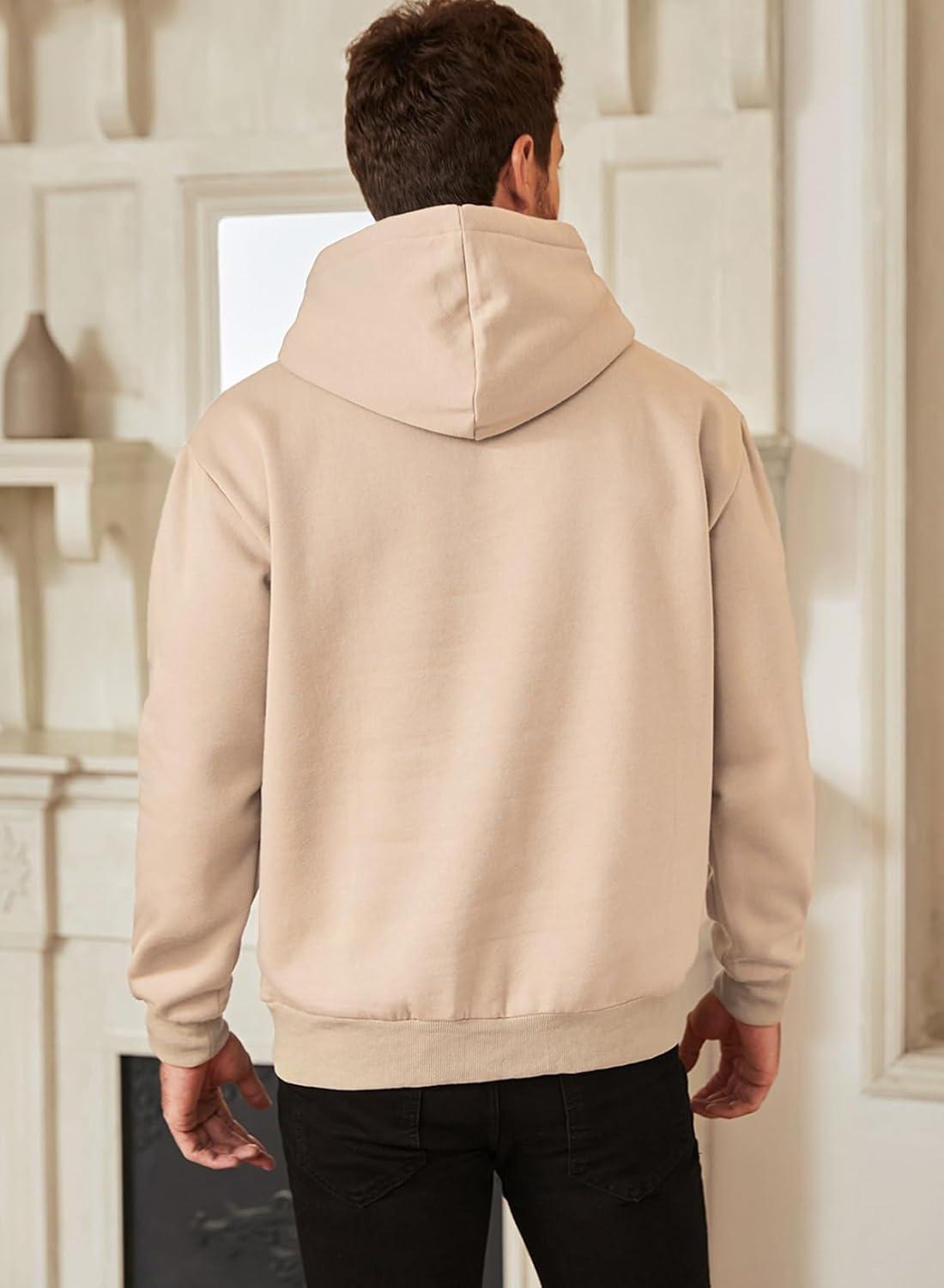 imageJMIERR Mens Casual Cotton Hooded Collar Drawstring Hoodies Pullover Sweatshirts Casual Long Sleeve ShirtsKhaki