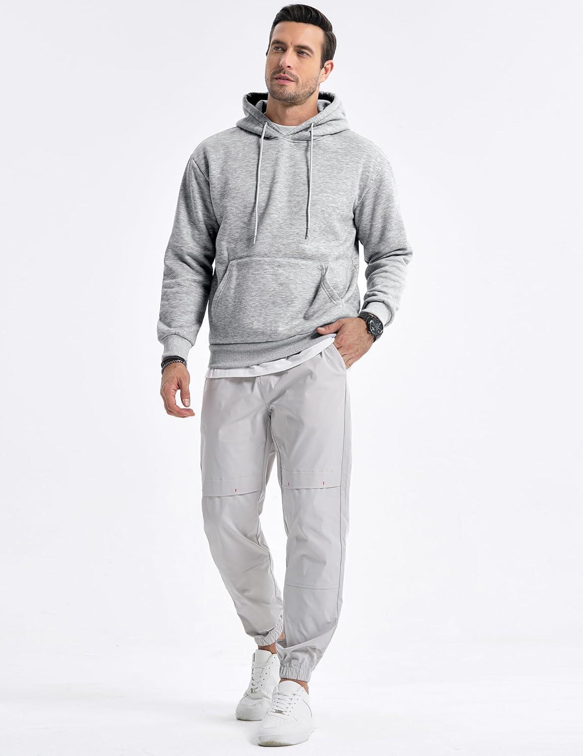 imageJMIERR Mens Casual Cotton Hooded Collar Drawstring Hoodies Pullover Sweatshirts Casual Long Sleeve ShirtsLight Grey