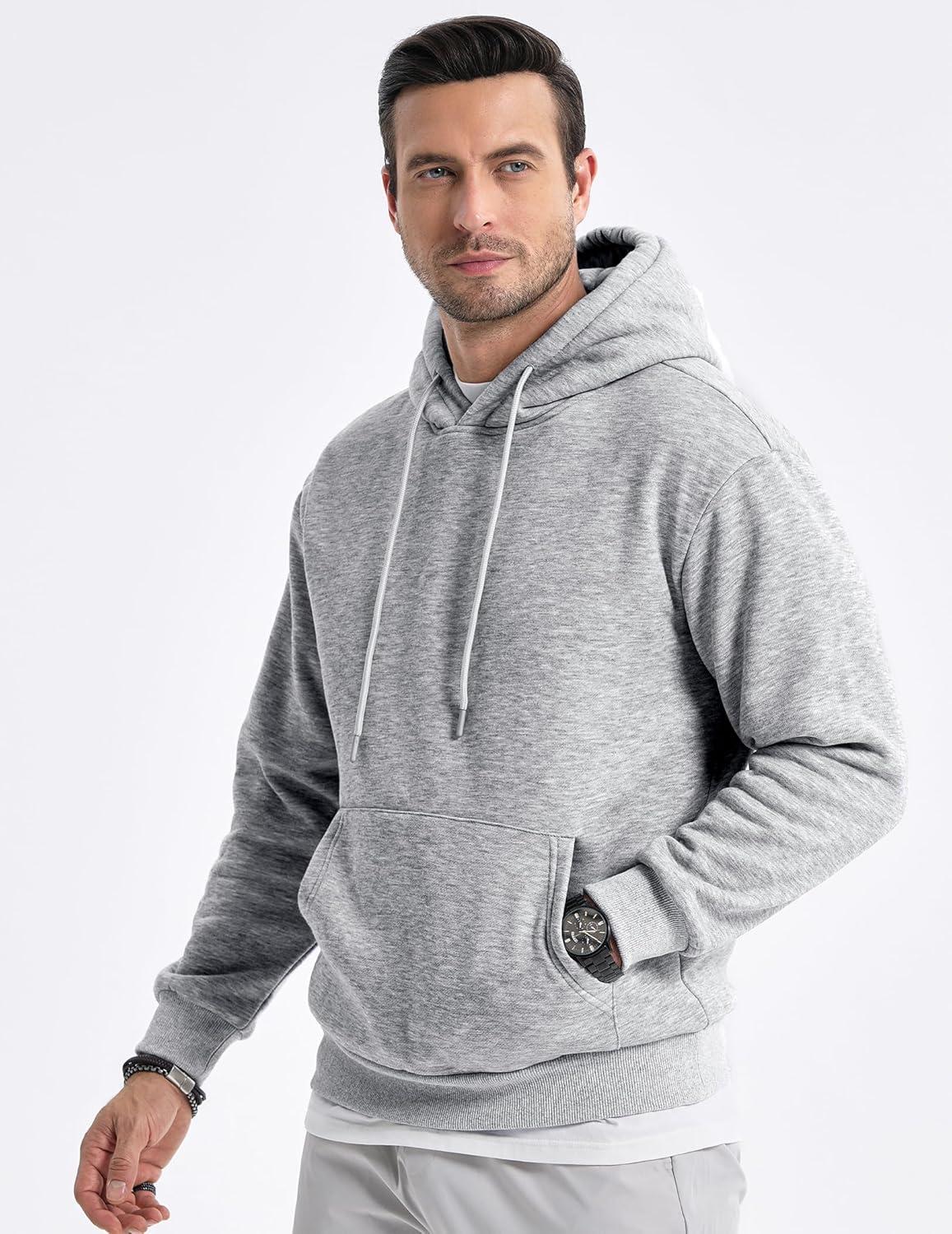 imageJMIERR Mens Casual Cotton Hooded Collar Drawstring Hoodies Pullover Sweatshirts Casual Long Sleeve ShirtsLight Grey