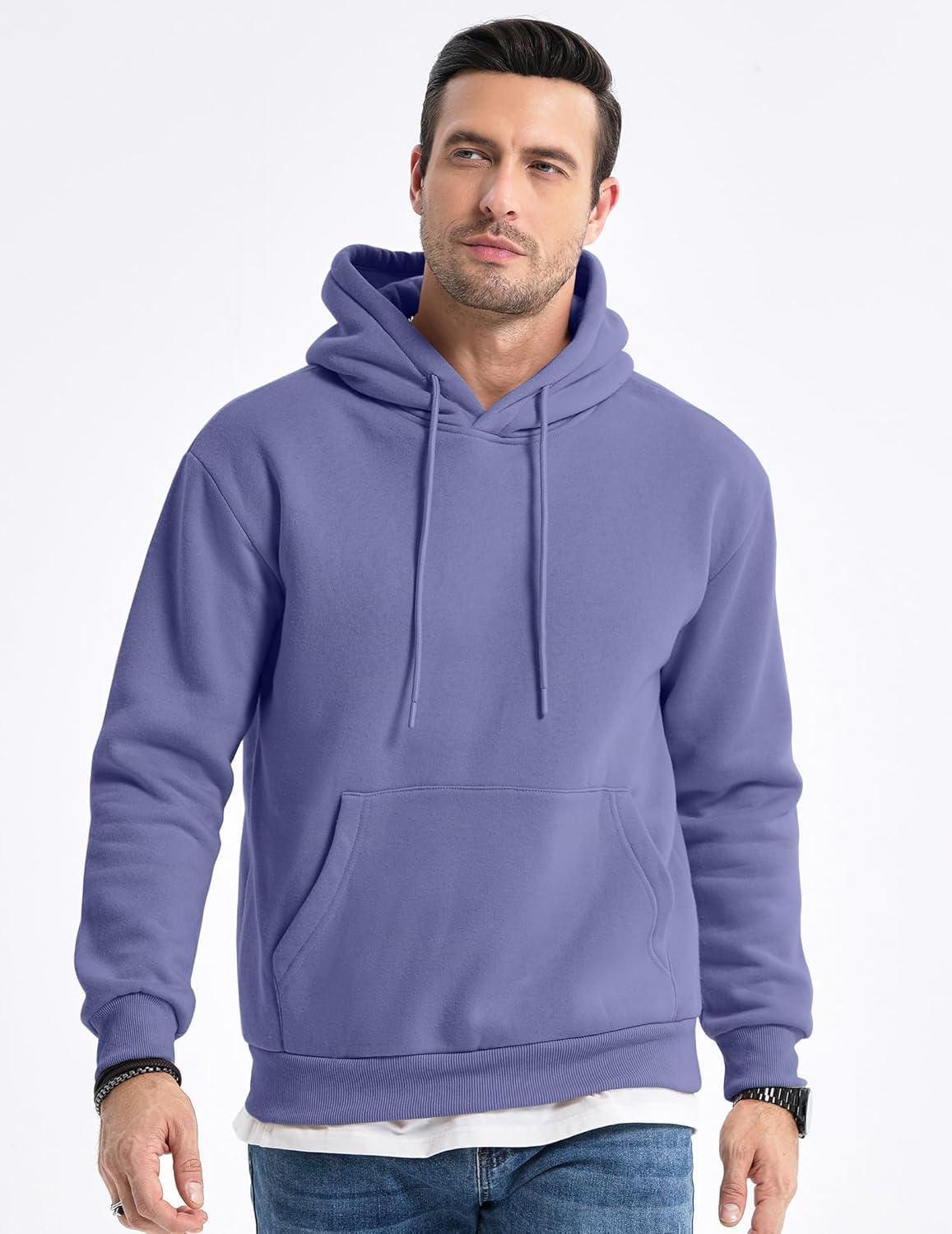 imageJMIERR Mens Casual Cotton Hooded Collar Drawstring Hoodies Pullover Sweatshirts Casual Long Sleeve ShirtsLilac