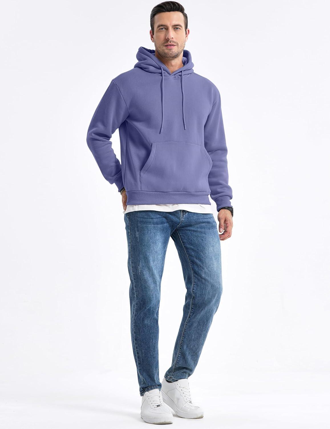 imageJMIERR Mens Casual Cotton Hooded Collar Drawstring Hoodies Pullover Sweatshirts Casual Long Sleeve ShirtsLilac