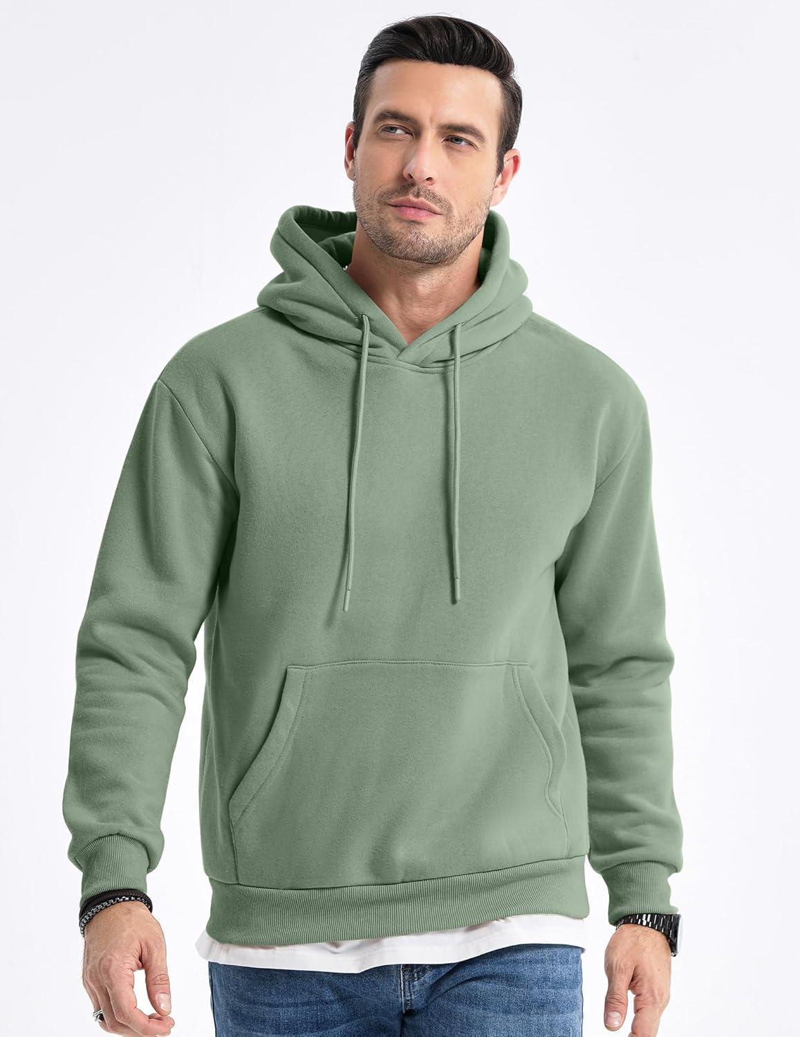 imageJMIERR Mens Casual Cotton Hooded Collar Drawstring Hoodies Pullover Sweatshirts Casual Long Sleeve ShirtsMist Green