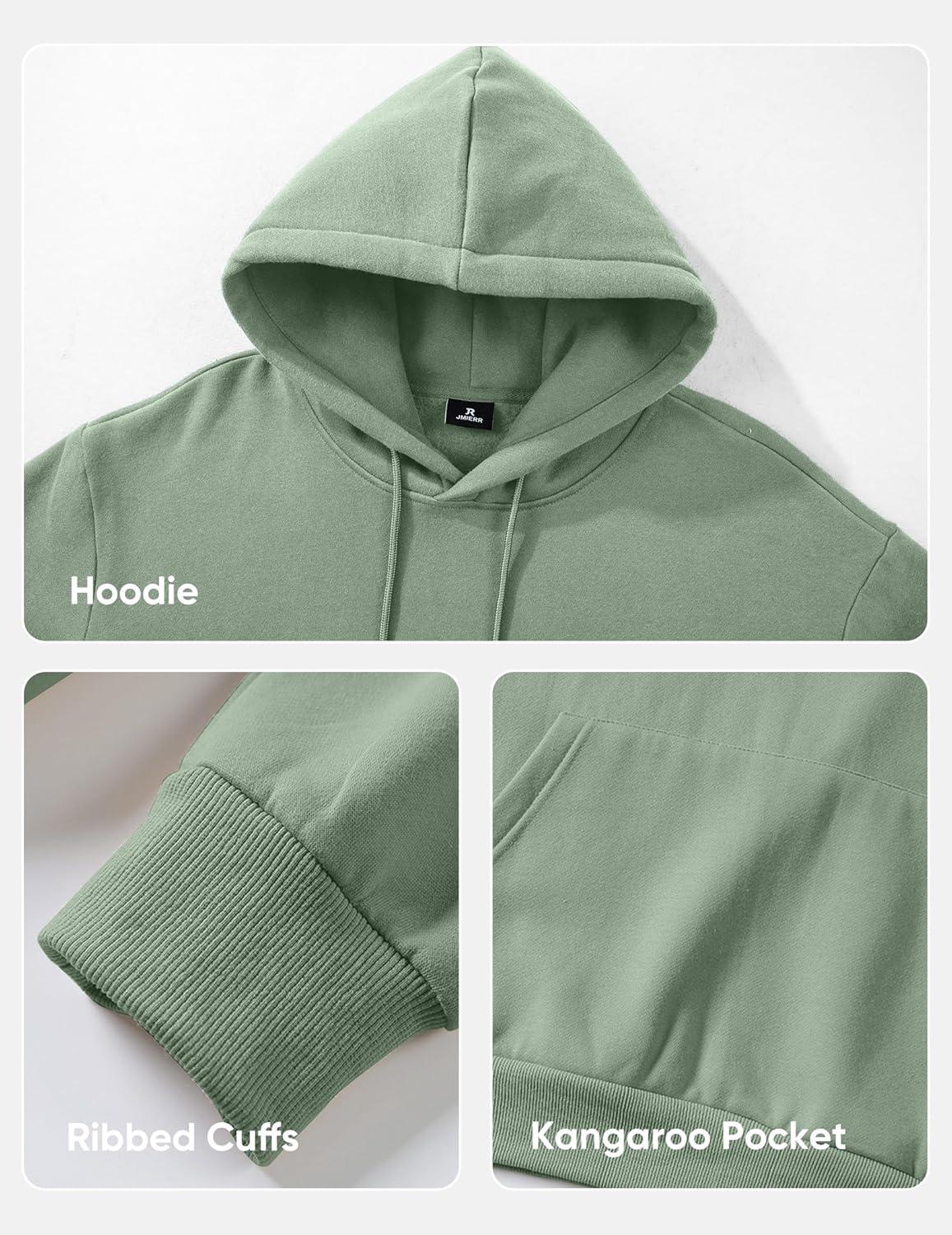 imageJMIERR Mens Casual Cotton Hooded Collar Drawstring Hoodies Pullover Sweatshirts Casual Long Sleeve ShirtsMist Green