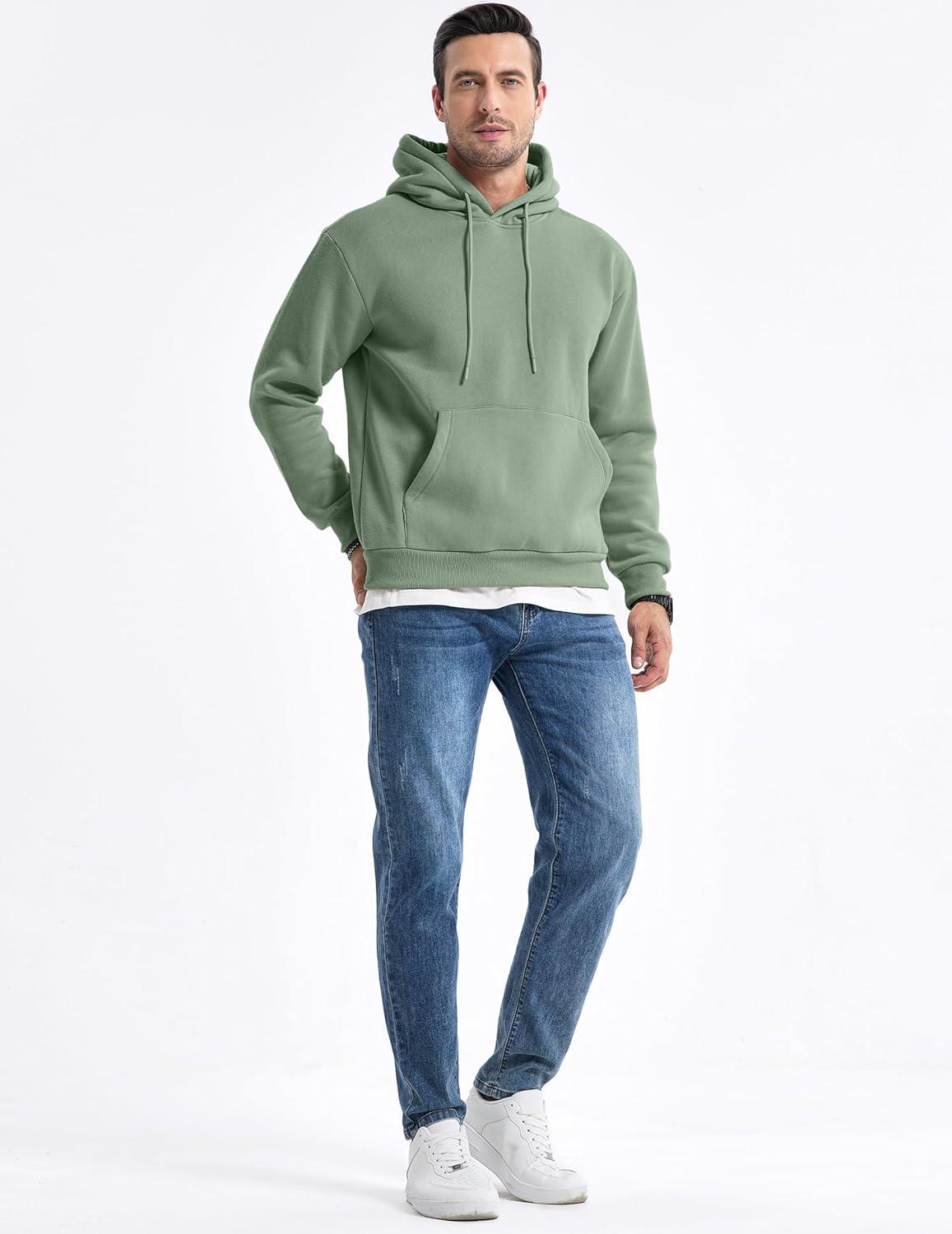 imageJMIERR Mens Casual Cotton Hooded Collar Drawstring Hoodies Pullover Sweatshirts Casual Long Sleeve ShirtsMist Green