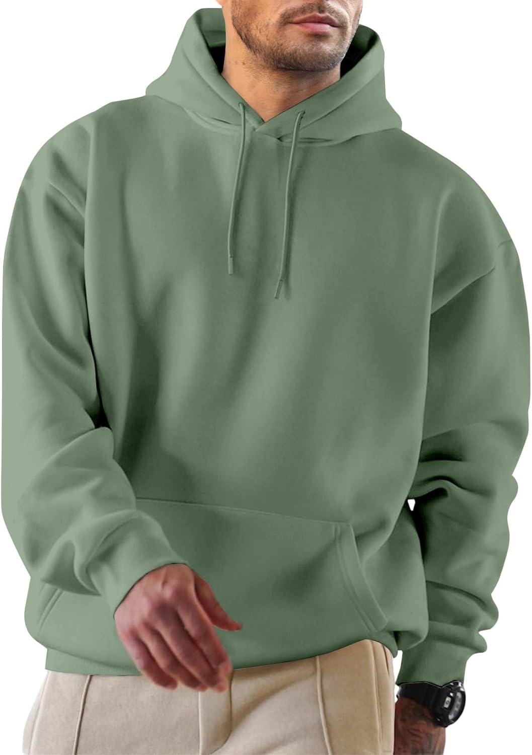 imageJMIERR Mens Casual Cotton Hooded Collar Drawstring Hoodies Pullover Sweatshirts Casual Long Sleeve ShirtsMist Green