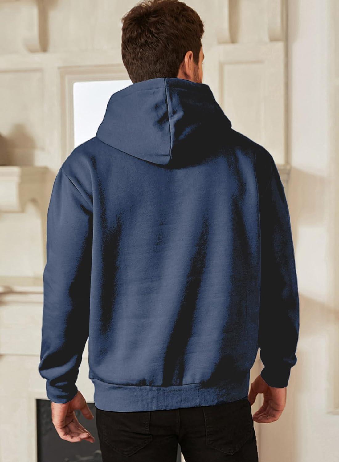 imageJMIERR Mens Casual Cotton Hooded Collar Drawstring Hoodies Pullover Sweatshirts Casual Long Sleeve ShirtsNavy Blue