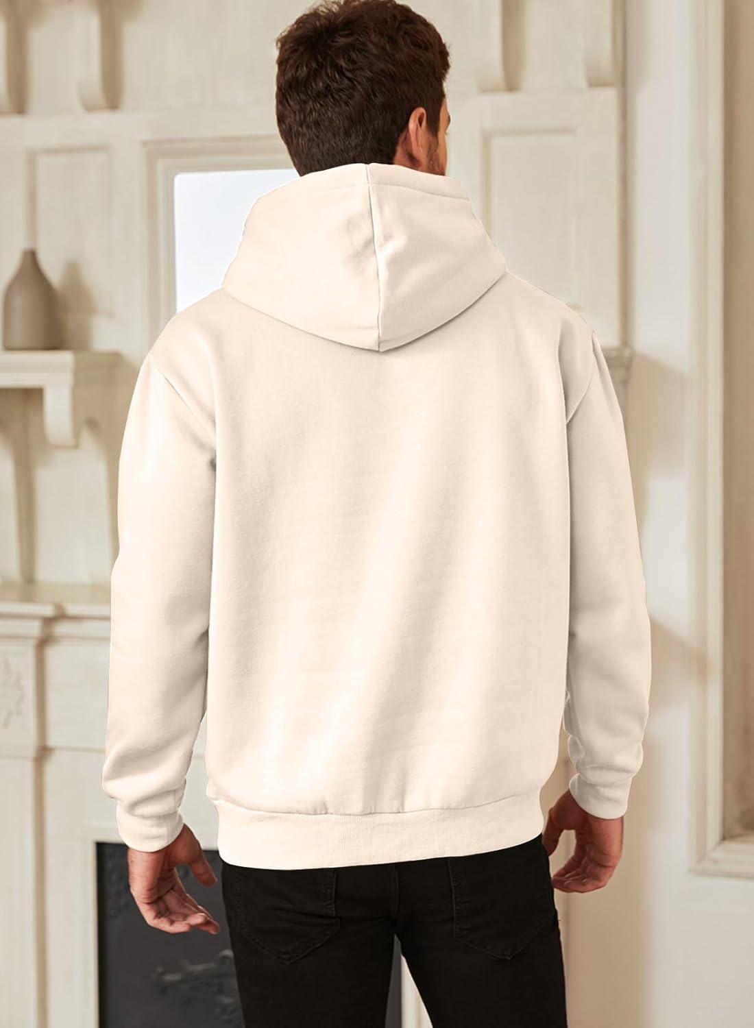 imageJMIERR Mens Casual Cotton Hooded Collar Drawstring Hoodies Pullover Sweatshirts Casual Long Sleeve ShirtsOatmeal