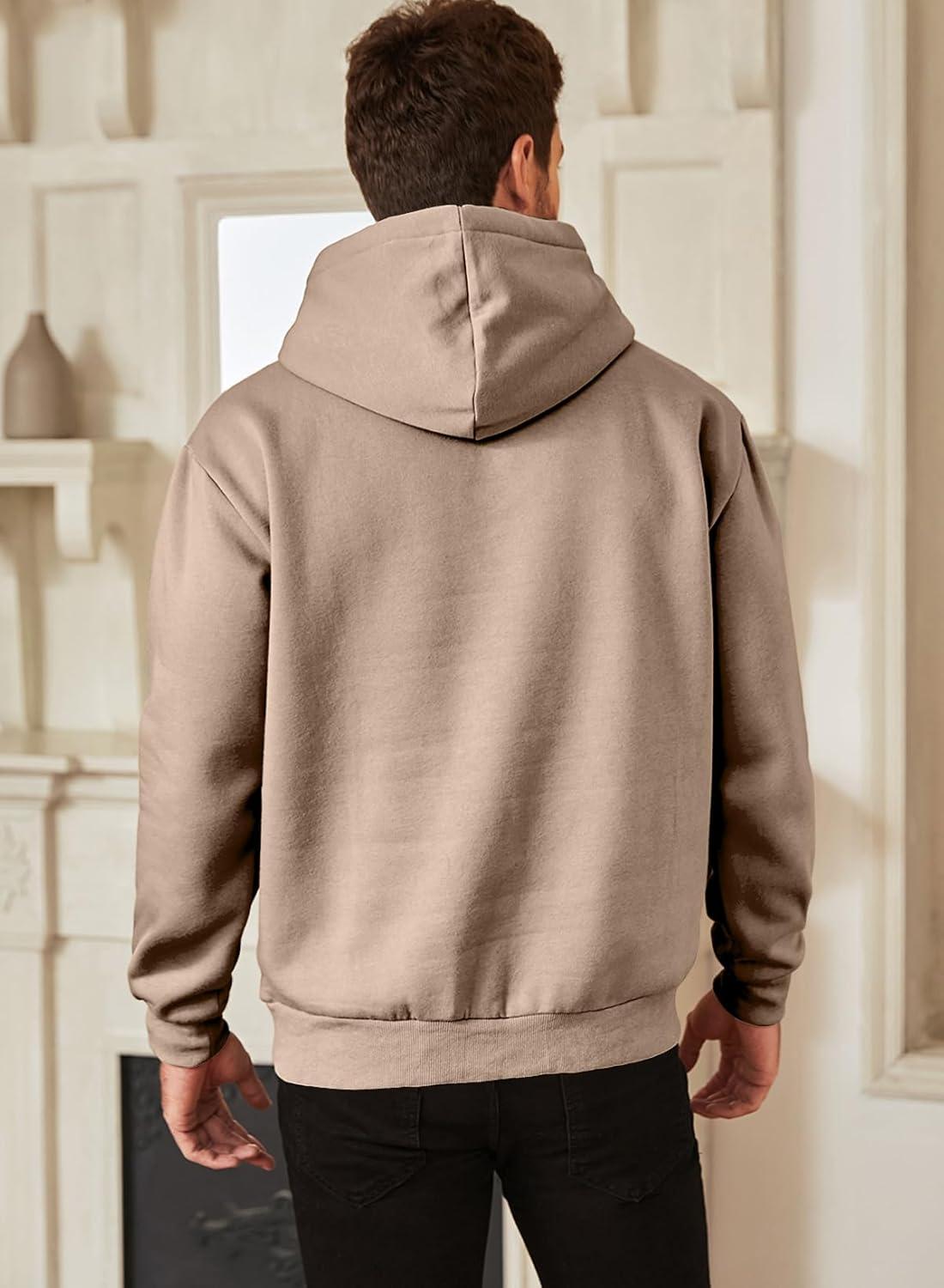 imageJMIERR Mens Casual Cotton Hooded Collar Drawstring Hoodies Pullover Sweatshirts Casual Long Sleeve ShirtsParchment