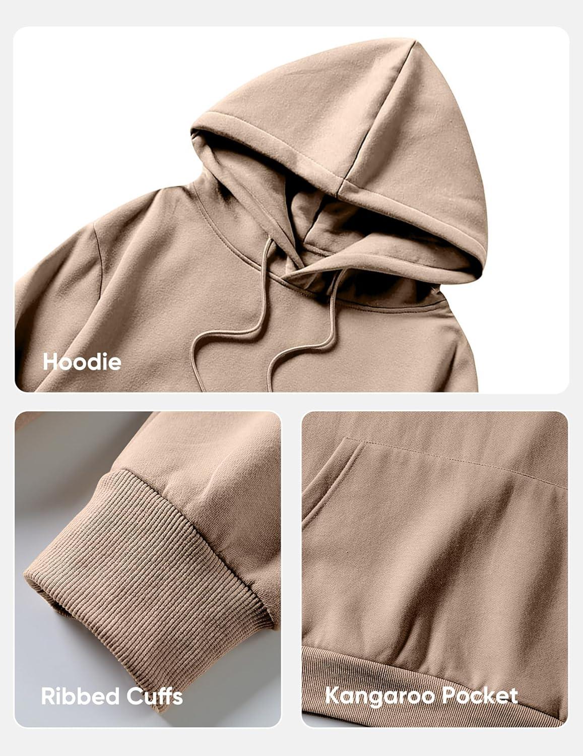 imageJMIERR Mens Casual Cotton Hooded Collar Drawstring Hoodies Pullover Sweatshirts Casual Long Sleeve ShirtsParchment