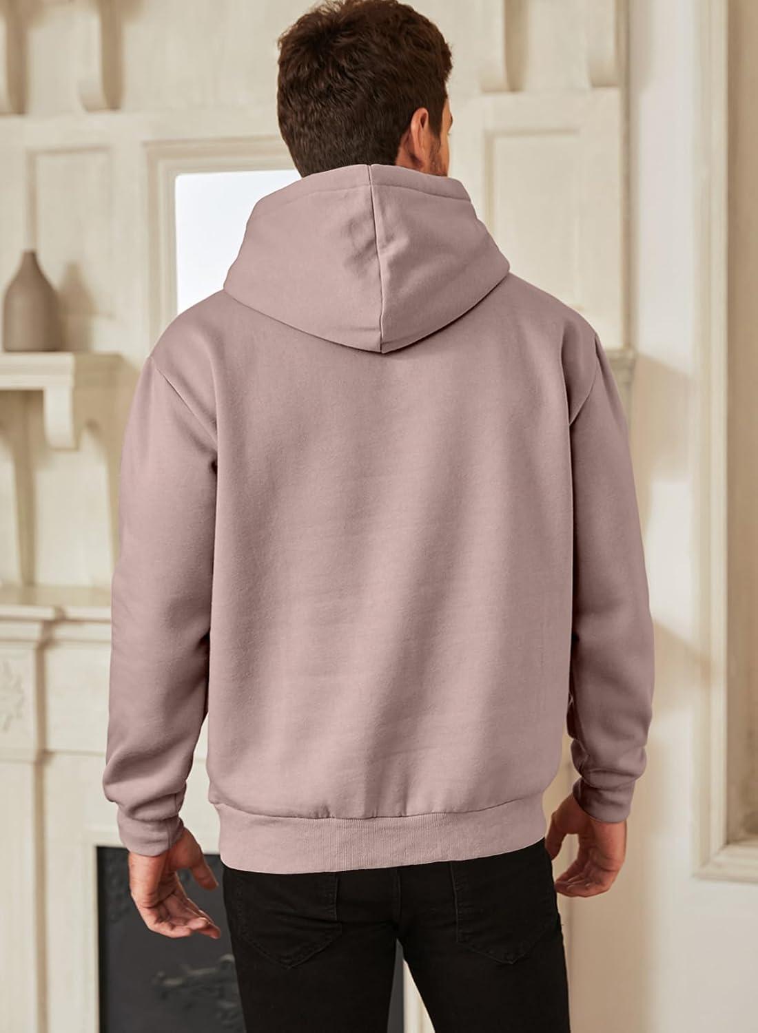 imageJMIERR Mens Casual Cotton Hooded Collar Drawstring Hoodies Pullover Sweatshirts Casual Long Sleeve ShirtsPink