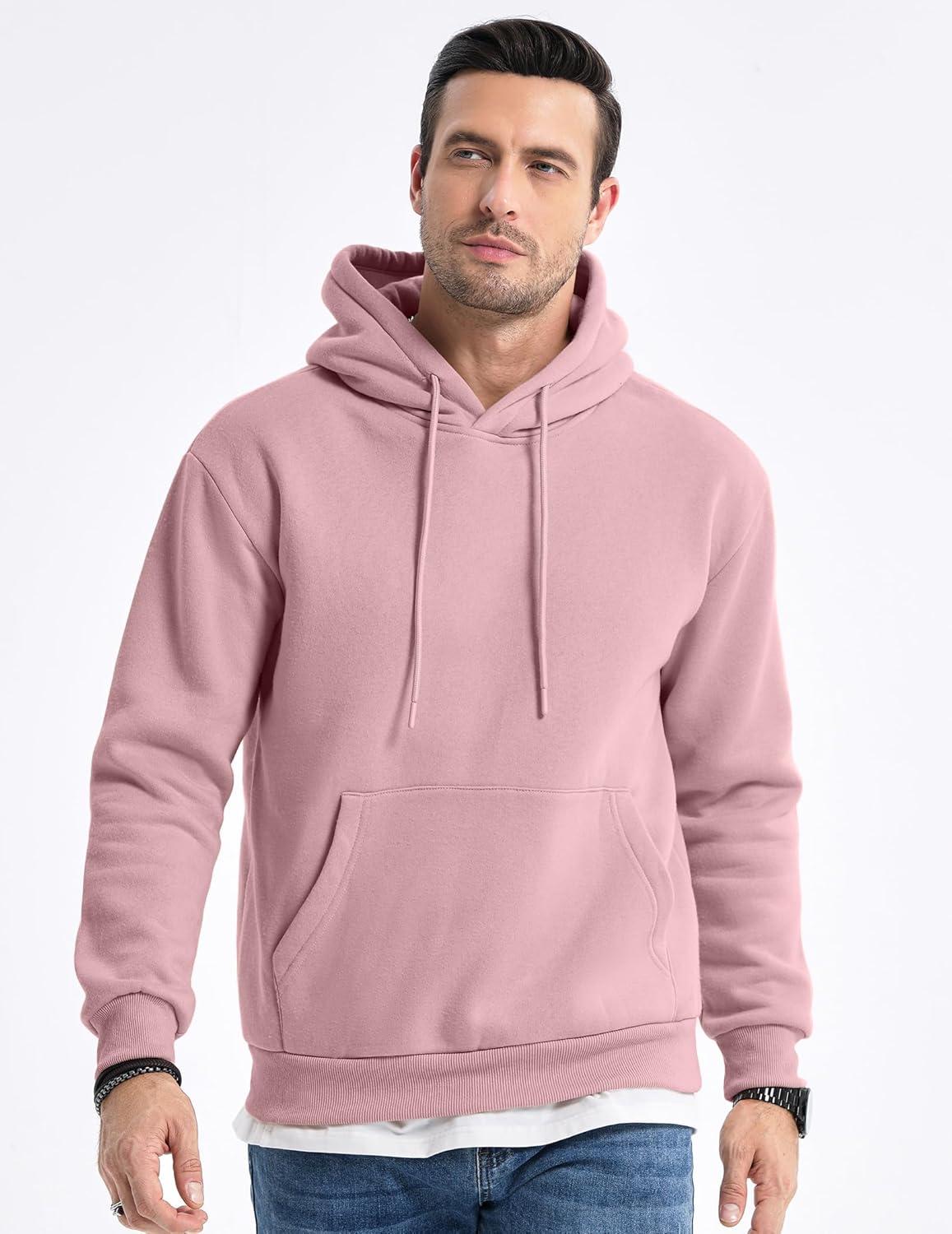 imageJMIERR Mens Casual Cotton Hooded Collar Drawstring Hoodies Pullover Sweatshirts Casual Long Sleeve ShirtsRose Tan