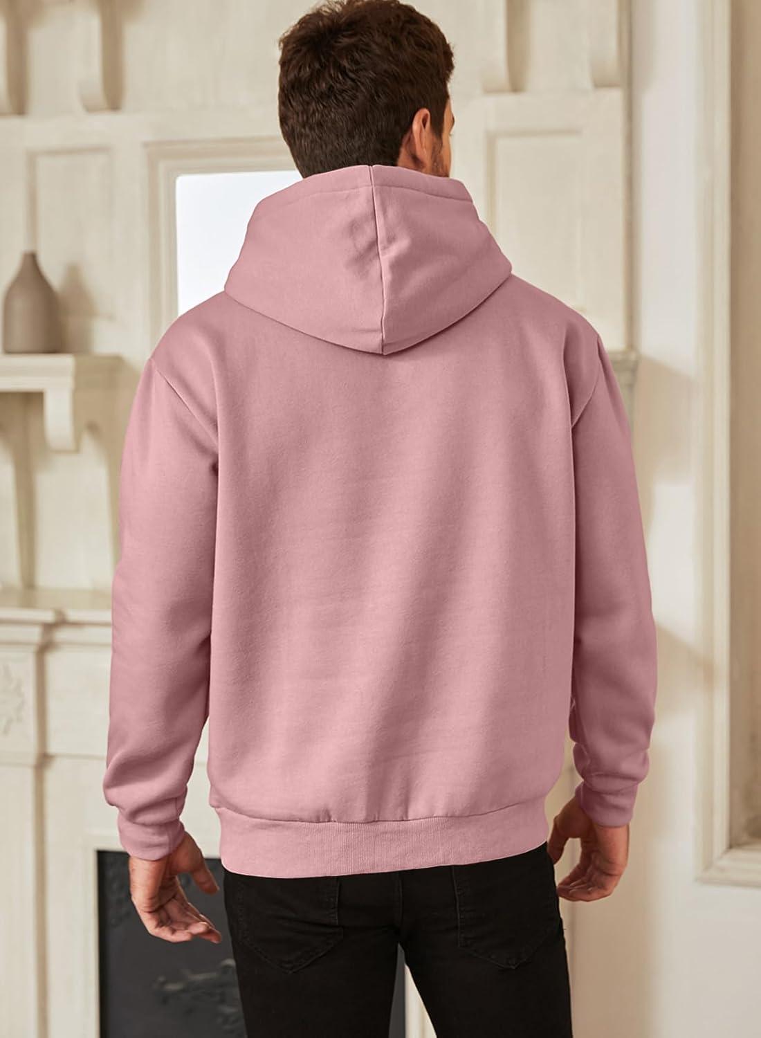 imageJMIERR Mens Casual Cotton Hooded Collar Drawstring Hoodies Pullover Sweatshirts Casual Long Sleeve ShirtsRose Tan