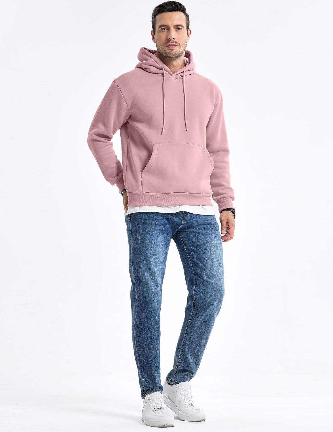imageJMIERR Mens Casual Cotton Hooded Collar Drawstring Hoodies Pullover Sweatshirts Casual Long Sleeve ShirtsRose Tan