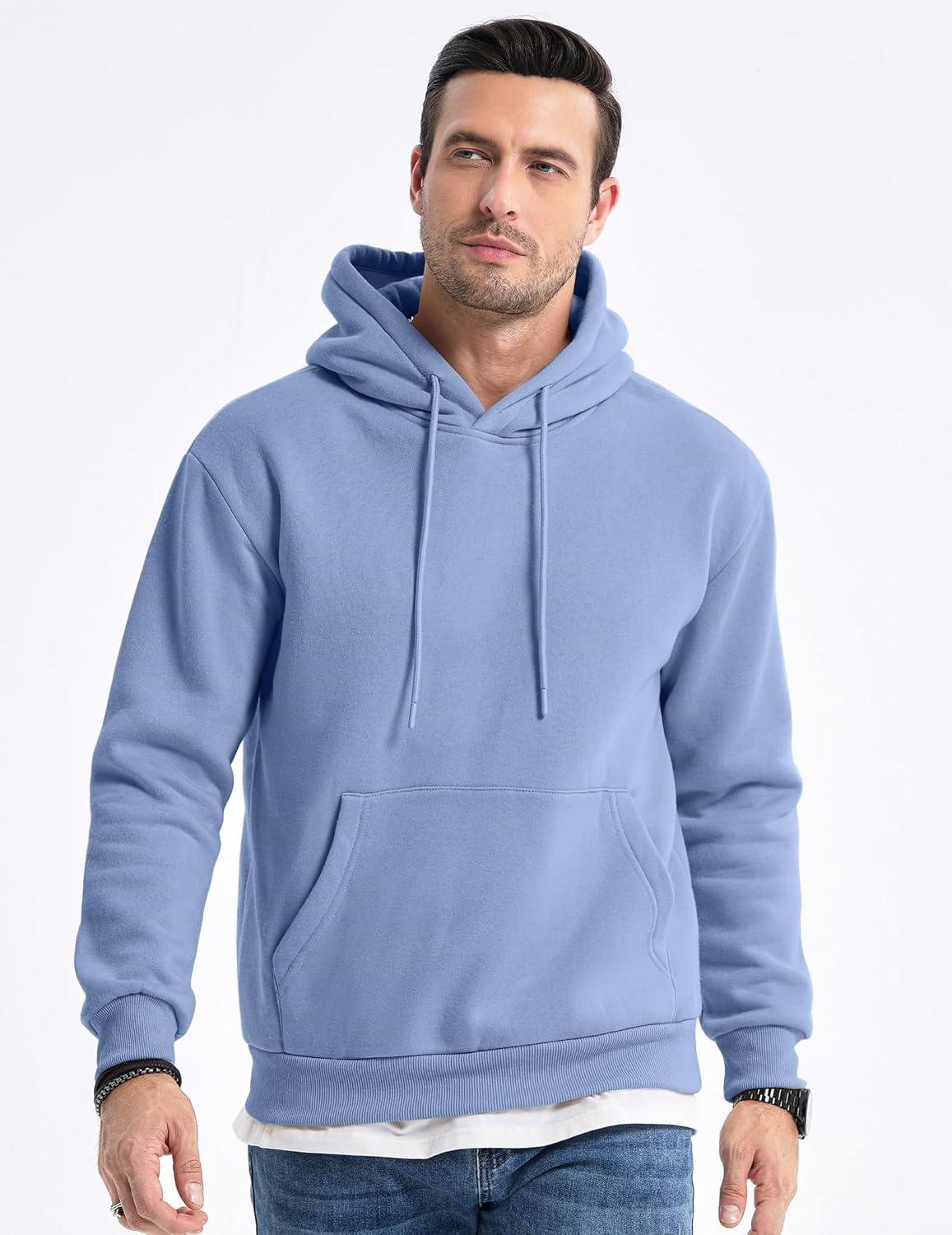 imageJMIERR Mens Casual Cotton Hooded Collar Drawstring Hoodies Pullover Sweatshirts Casual Long Sleeve ShirtsSky Blue