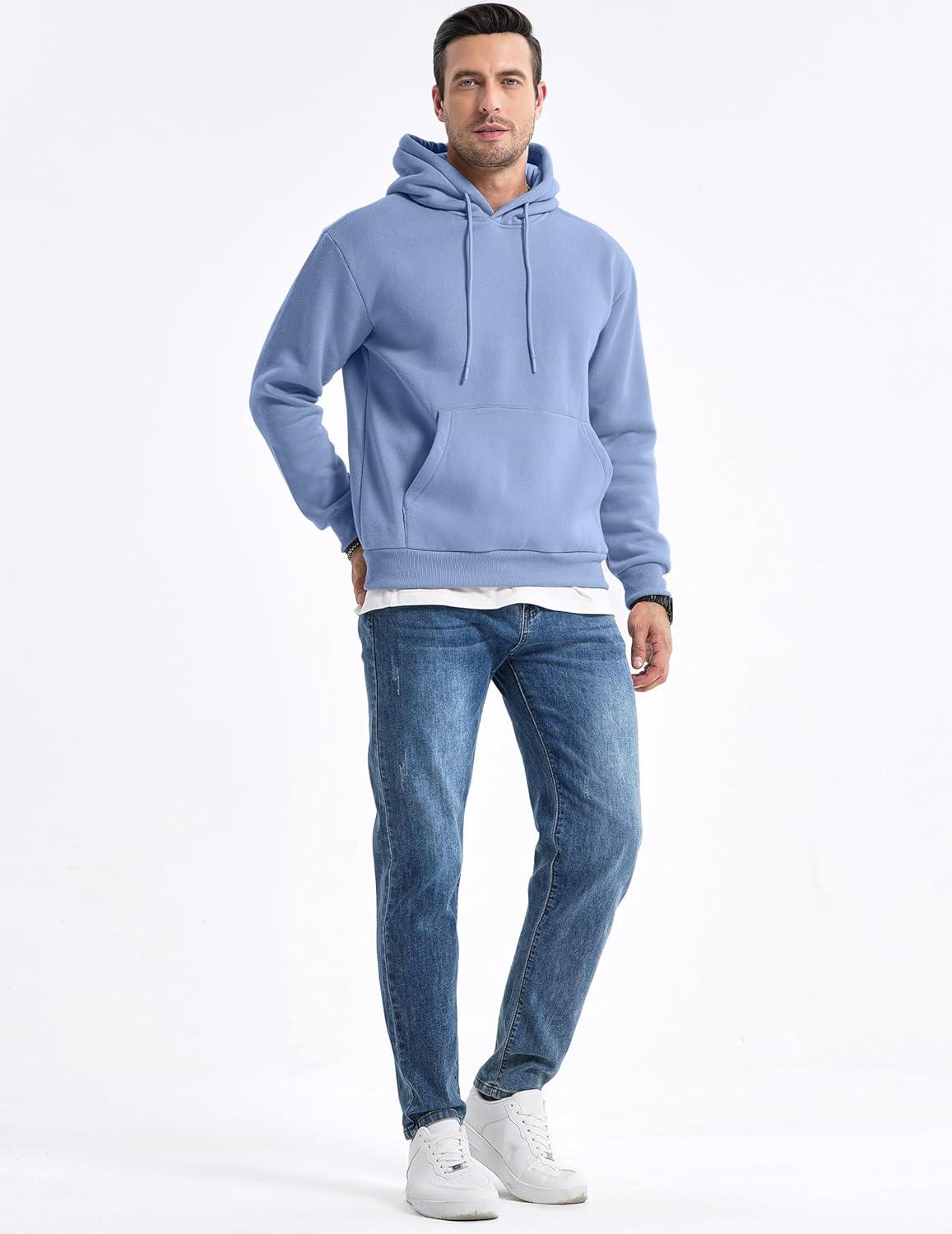 imageJMIERR Mens Casual Cotton Hooded Collar Drawstring Hoodies Pullover Sweatshirts Casual Long Sleeve ShirtsSky Blue
