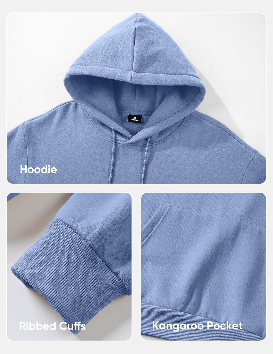 imageJMIERR Mens Casual Cotton Hooded Collar Drawstring Hoodies Pullover Sweatshirts Casual Long Sleeve ShirtsSky Blue