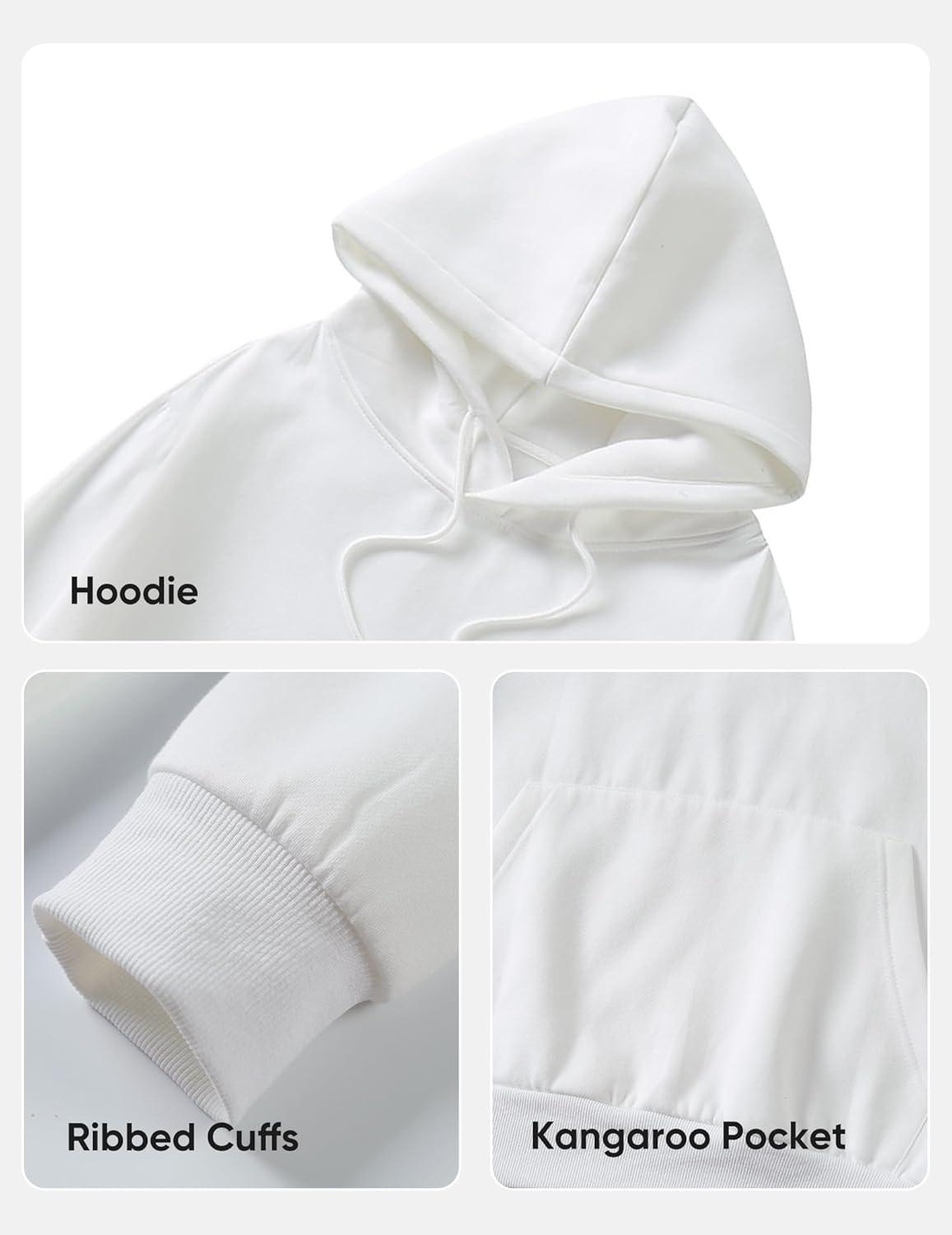 imageJMIERR Mens Casual Cotton Hooded Collar Drawstring Hoodies Pullover Sweatshirts Casual Long Sleeve ShirtsWhite