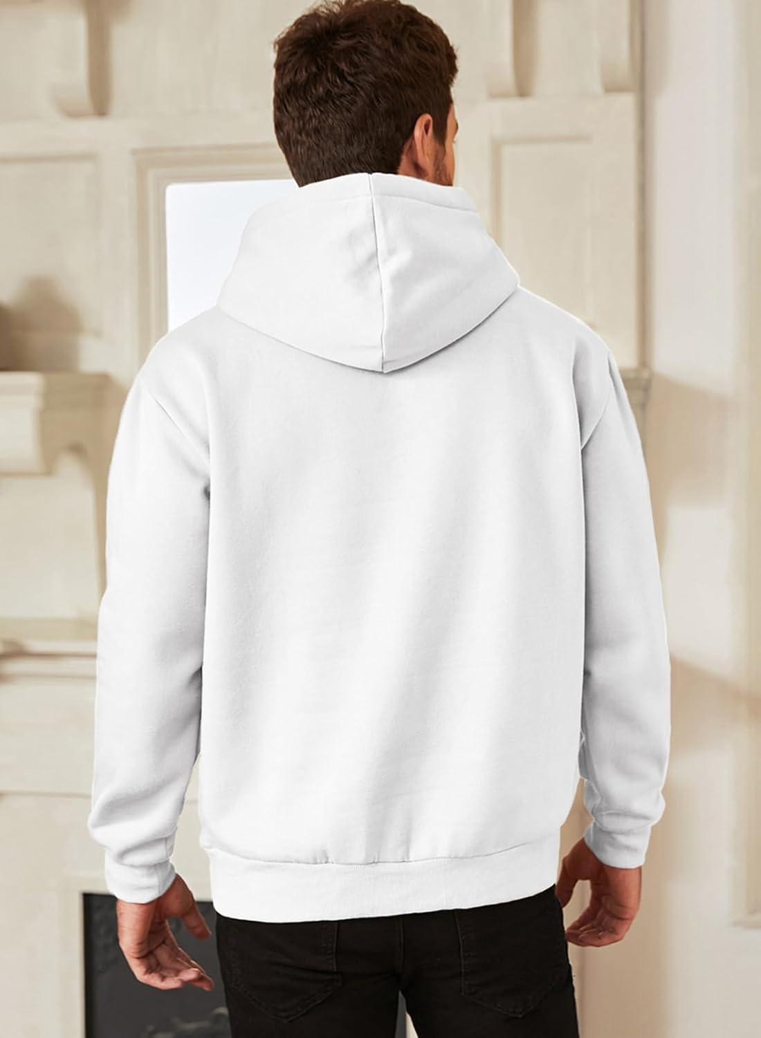 imageJMIERR Mens Casual Cotton Hooded Collar Drawstring Hoodies Pullover Sweatshirts Casual Long Sleeve ShirtsWhite