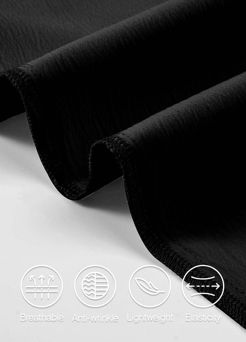 imageJMIERR Mens Casual Drawstring Pants Elastic Waist Lightweight Pant Summer Beach Trouser with PocketsBlack