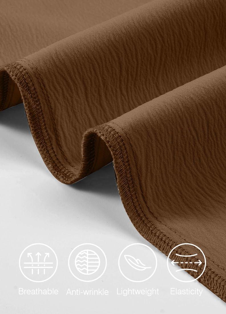 imageJMIERR Mens Casual Drawstring Pants Elastic Waist Lightweight Pant Summer Beach Trouser with PocketsBrown