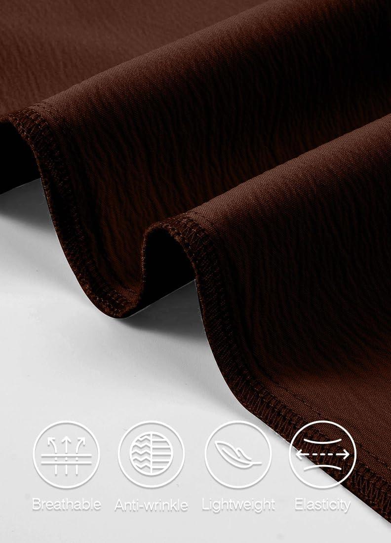 imageJMIERR Mens Casual Drawstring Pants Elastic Waist Lightweight Pant Summer Beach Trouser with PocketsCoffee