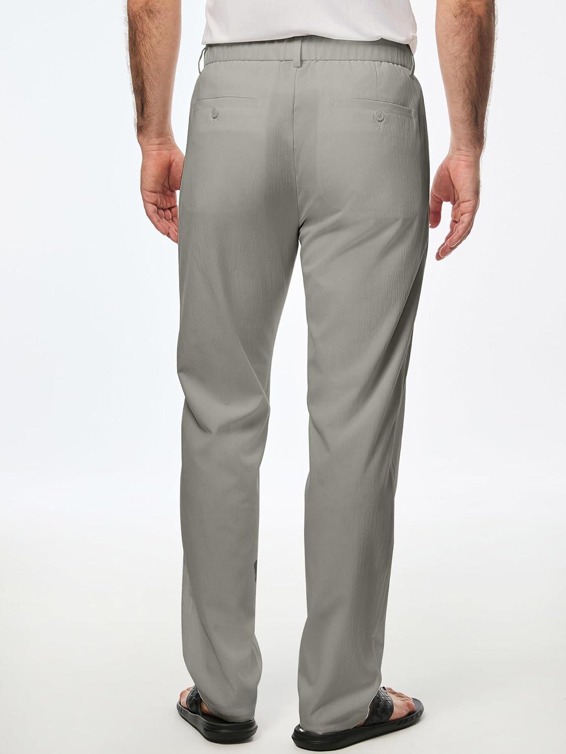 imageJMIERR Mens Casual Drawstring Pants Elastic Waist Lightweight Pant Summer Beach Trouser with PocketsGray