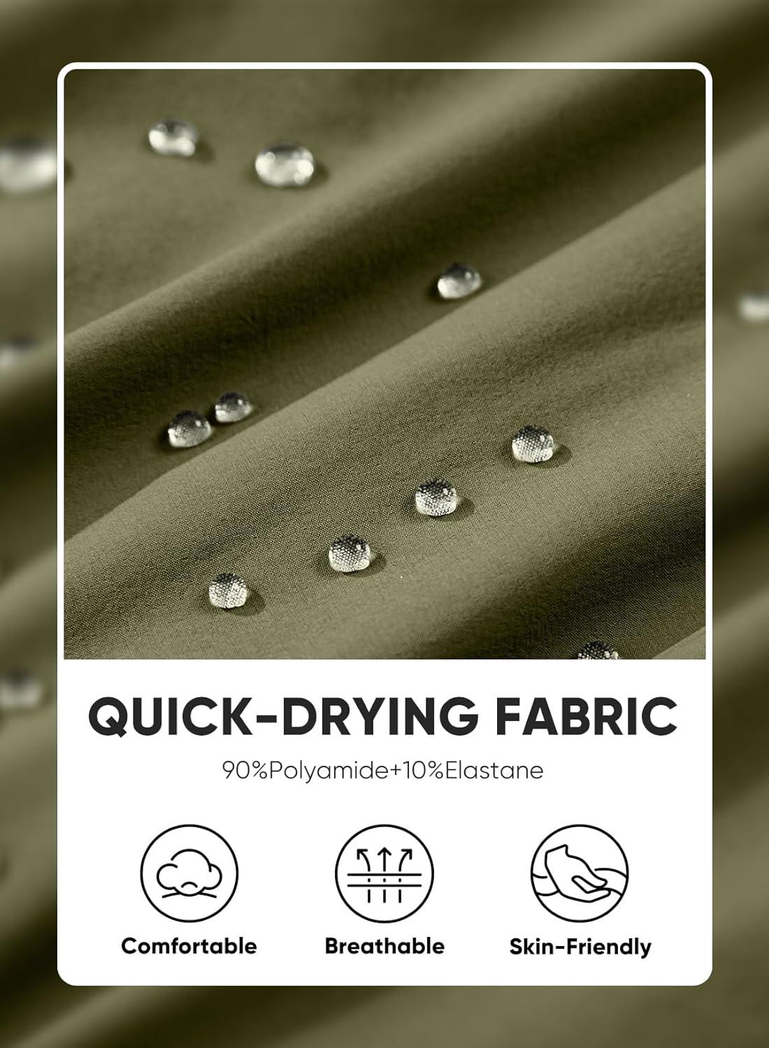 imageJMIERR Mens Casual Elastic Waist Pants Water Resistant QuickDry Lightweight Outdoor Golf Pant with Zipper PocketsOlive Green